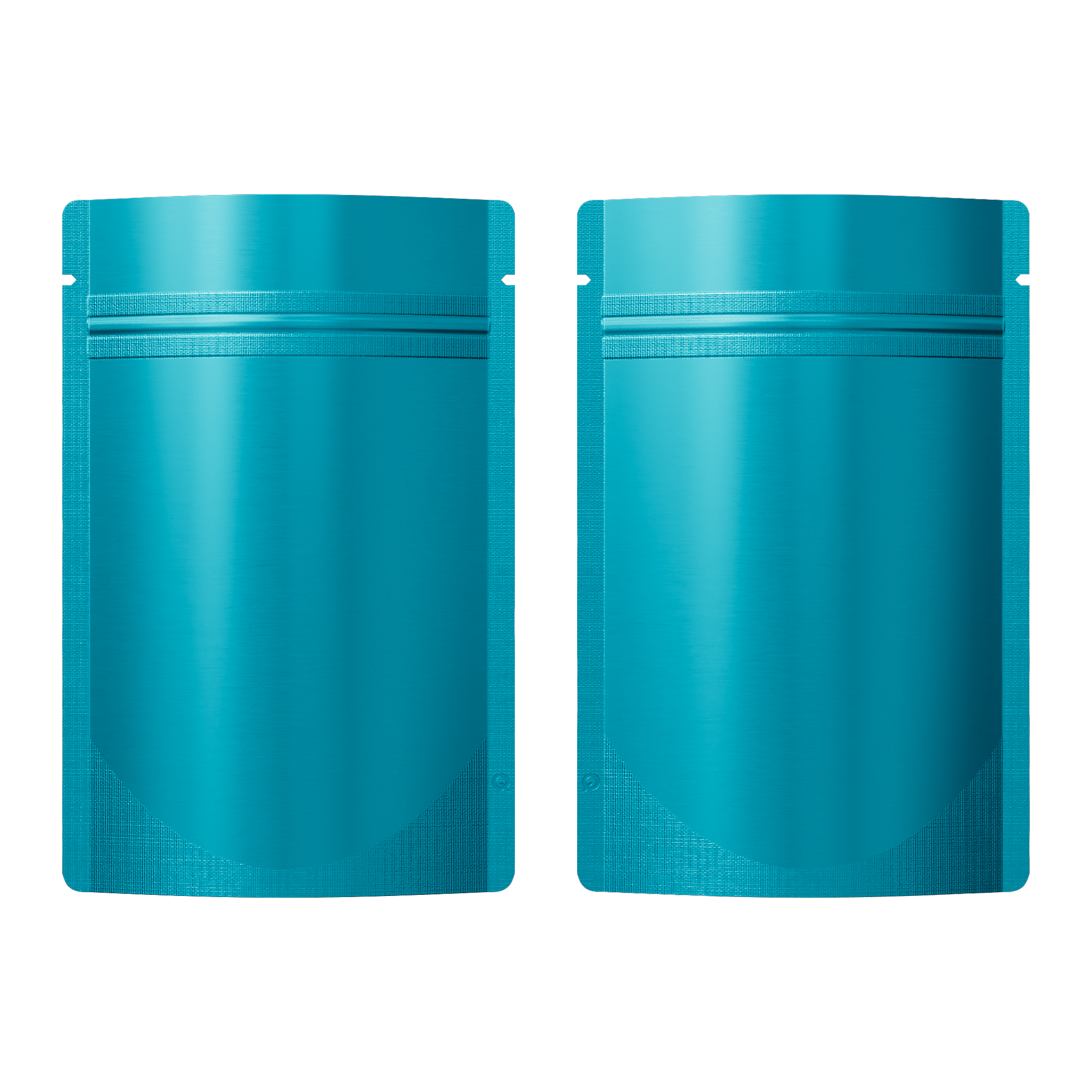Matte Cool Blue Mylar Stand Strong Bags with Rounded Corners