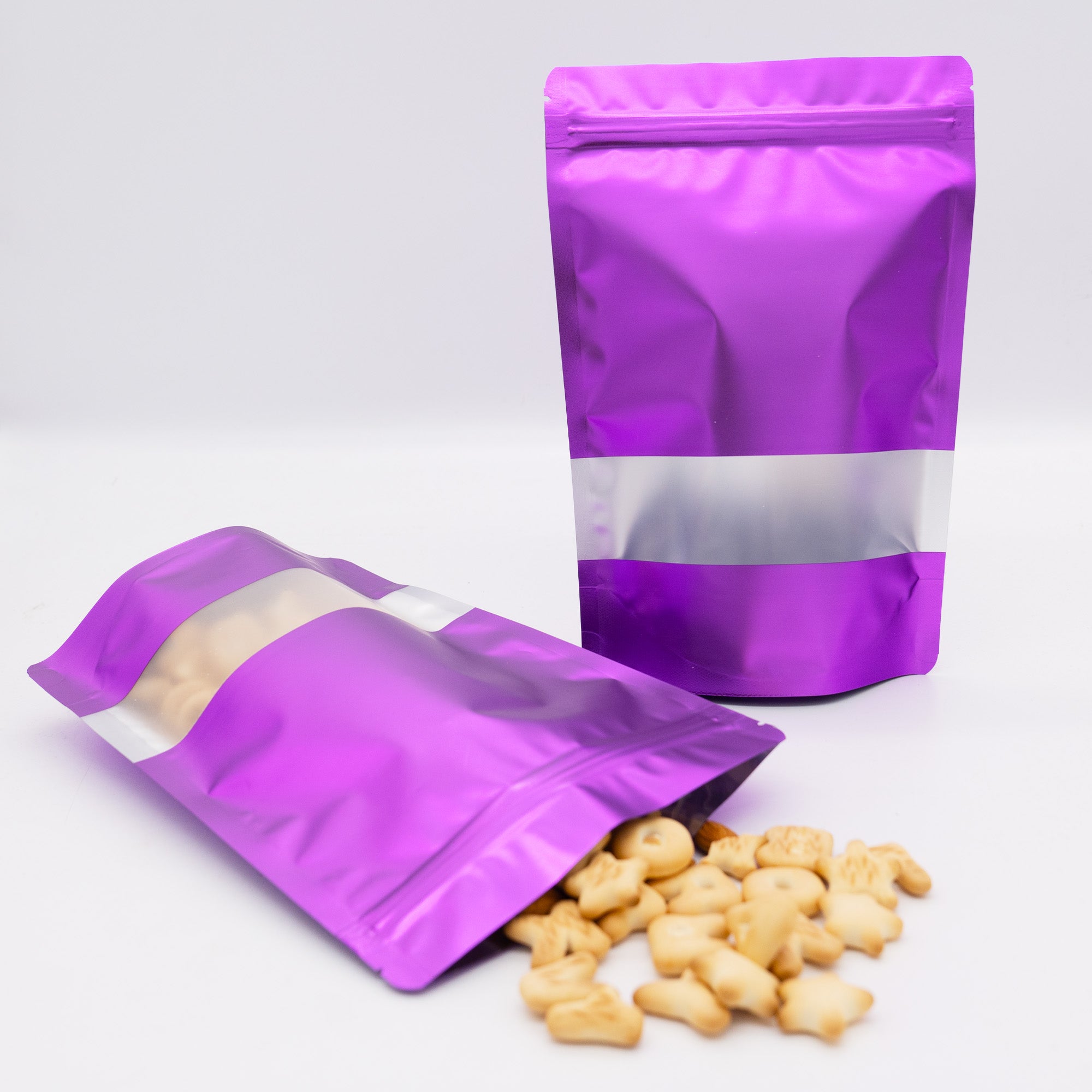 Matte Eggplant Purple Frosted Window Mylar Stand Strong Bags Matte Eggplant Purple Frosted Window Mylar Stand Strong Bags