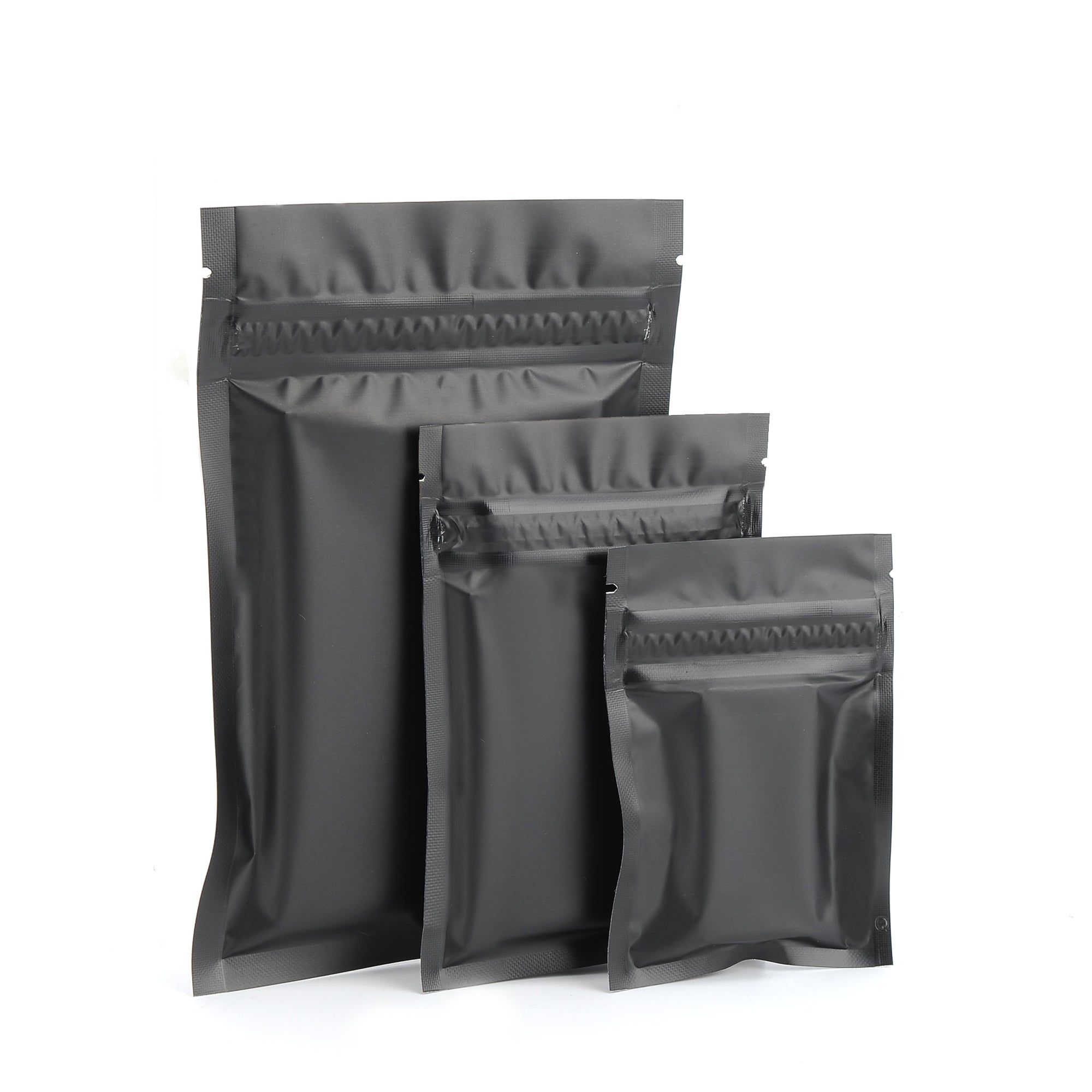 Matte Foggy Night Black Mylar Foil Flat Double Zipper Bags