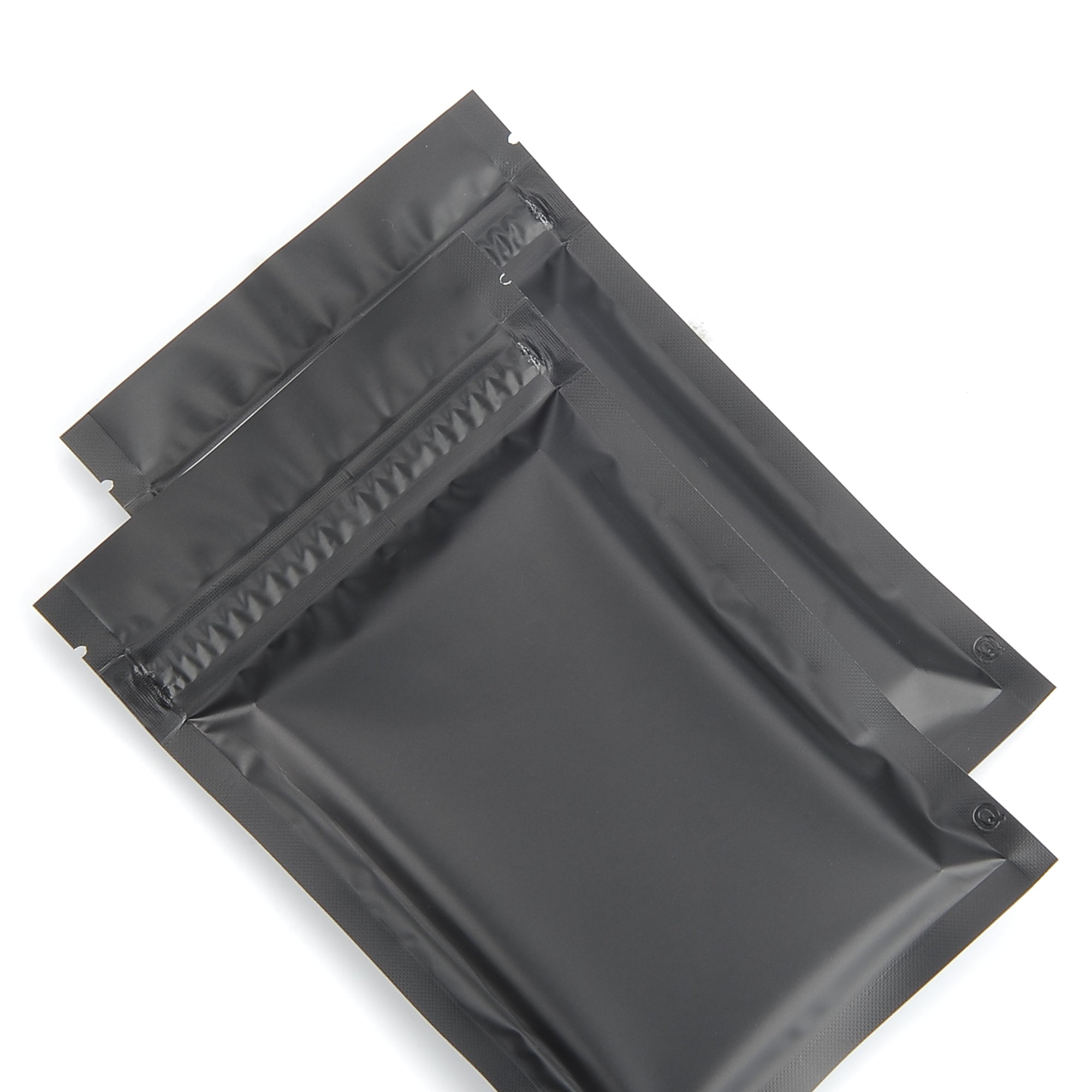 Matte Foggy Night Black Mylar Foil Flat Double Zipper Bags Matte Foggy Night Black Mylar Foil Flat Double Zipper Bags