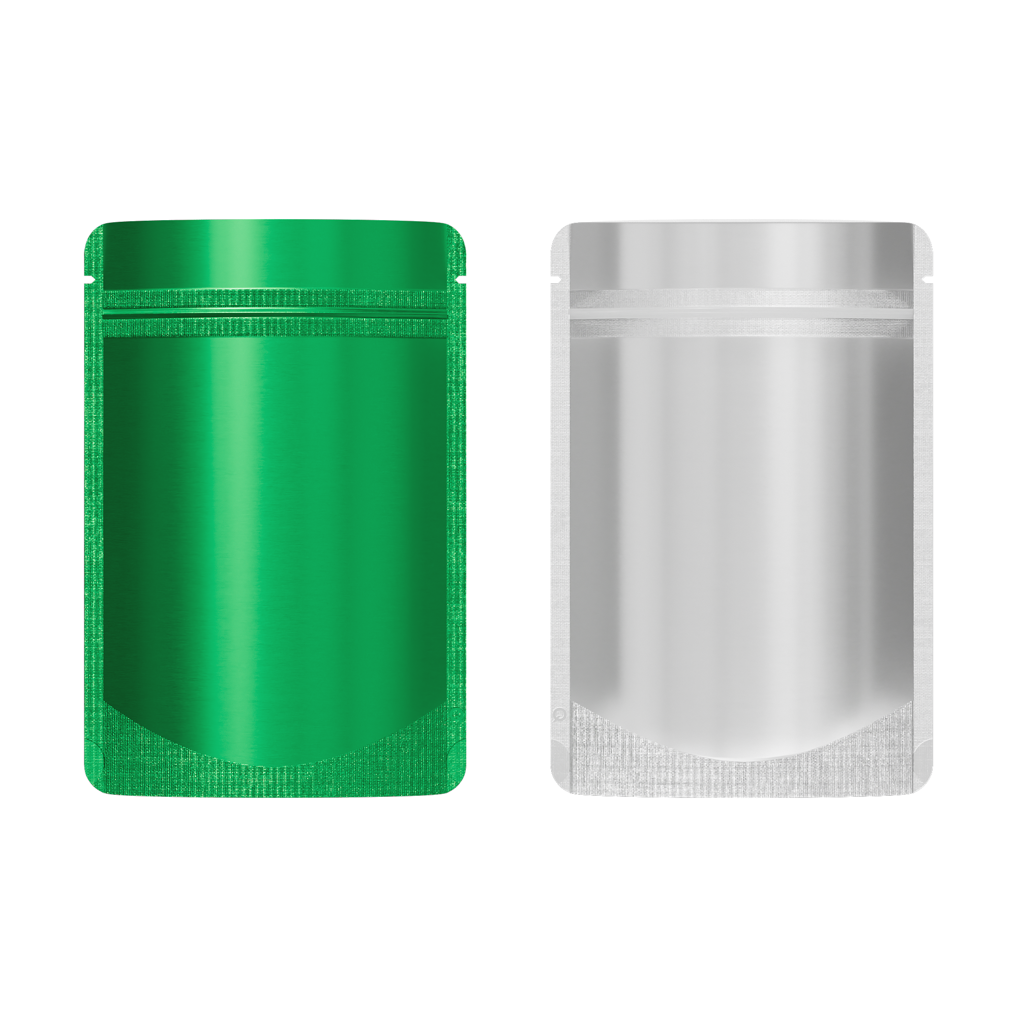 Matte Half Emerald Green Metallic Mylar Stand Strong Bags