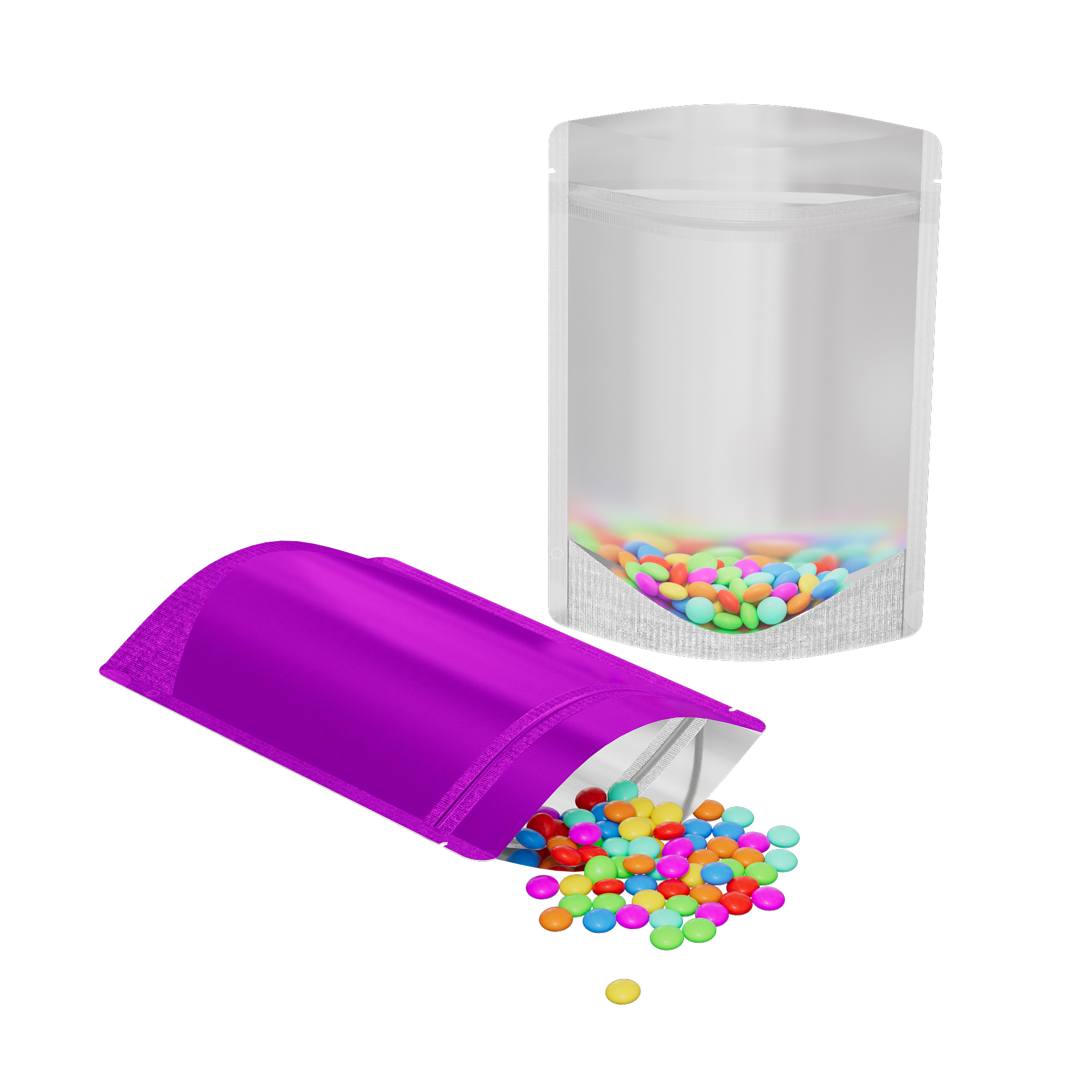 Matte Half Lavender Metallic Mylar Stand Strong Bags with Matte Half Lavender Metallic Mylar Stand Strong Bags with