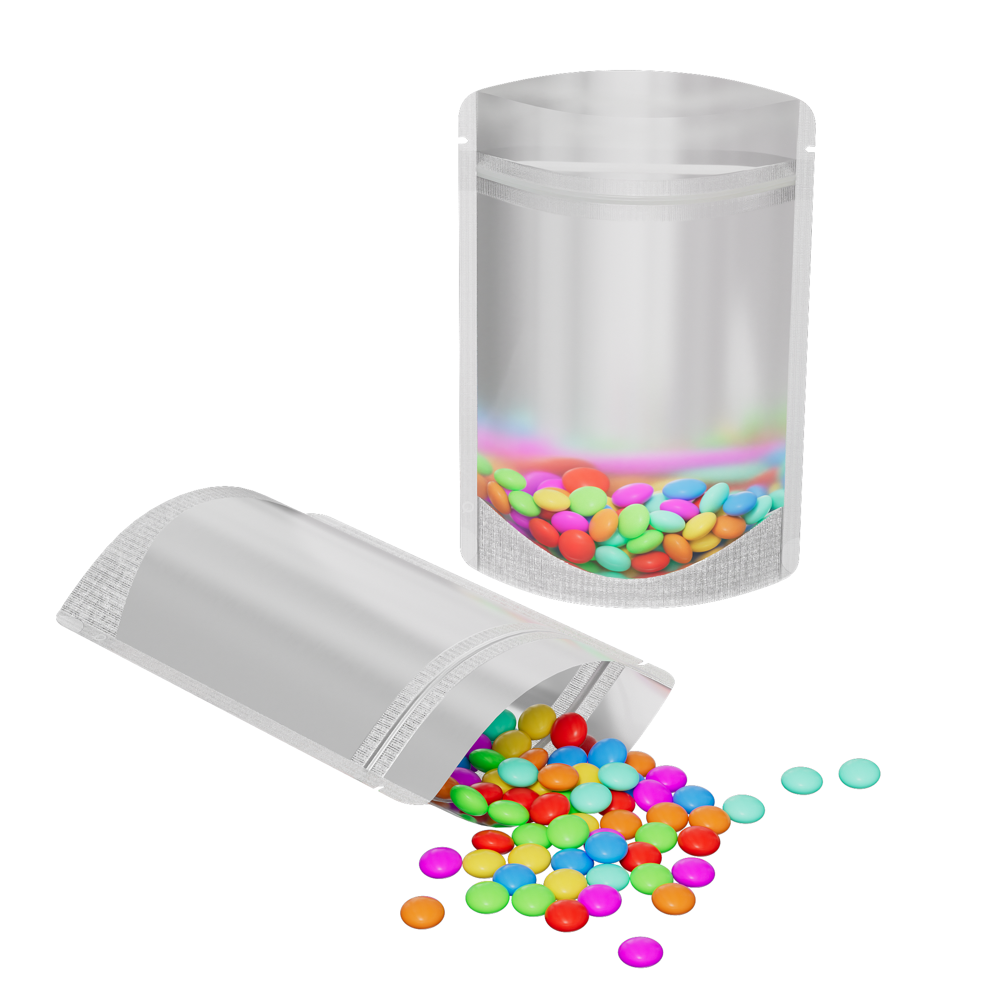 Matte Half Nickel Silver Metallic Mylar Stand Strong Bags Matte Half Nickel Silver Metallic Mylar Stand Strong Bags