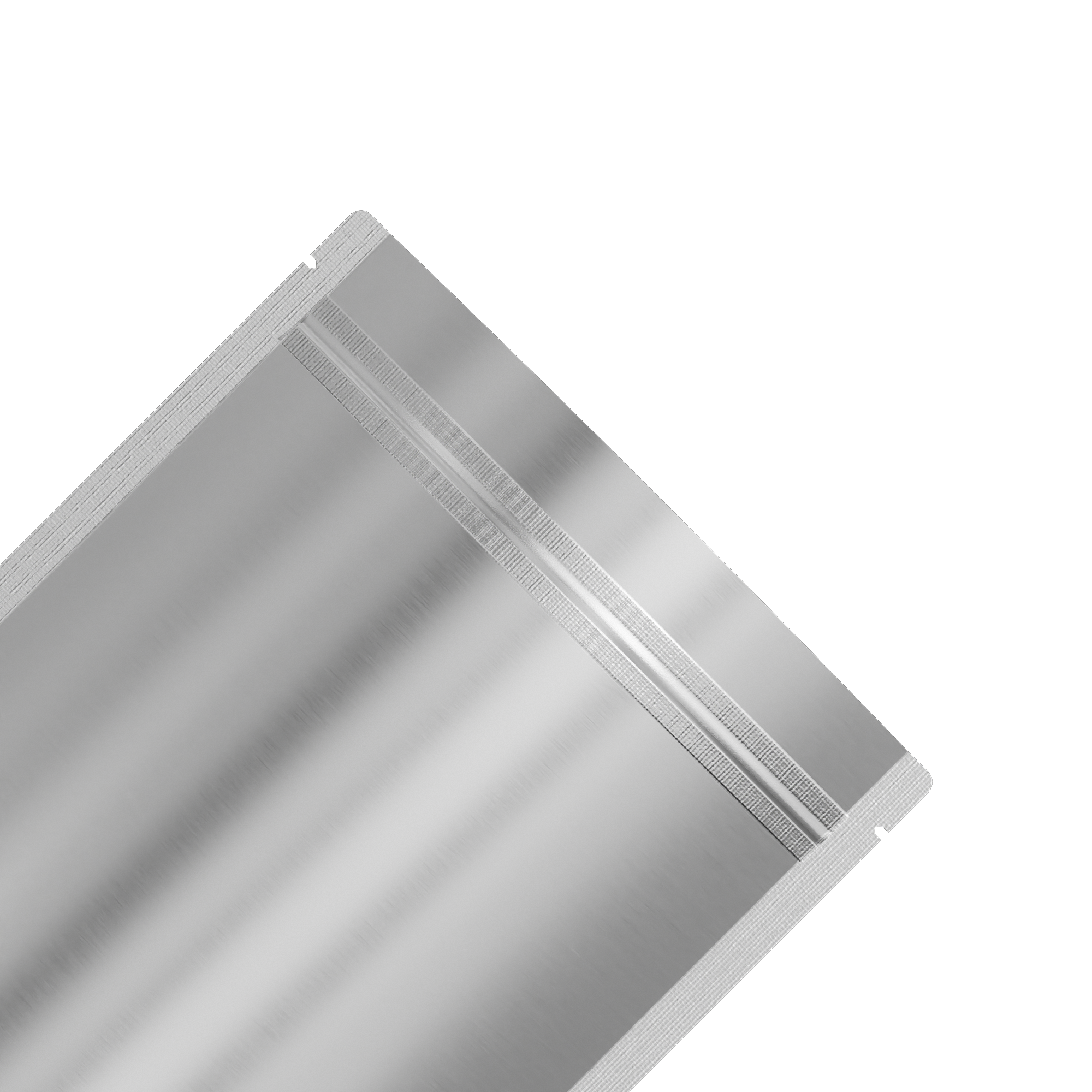 Matte Nickel Silver Mylar Stand Strong Bags with Rounded Matte Nickel Silver Mylar Stand Strong Bags with Rounded