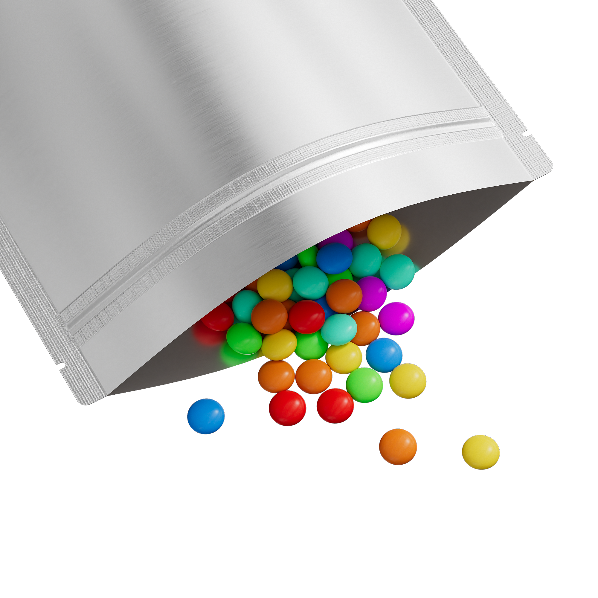 Matte Nickel Silver Mylar Stand Strong Bags with Rounded Matte Nickel Silver Mylar Stand Strong Bags with Rounded