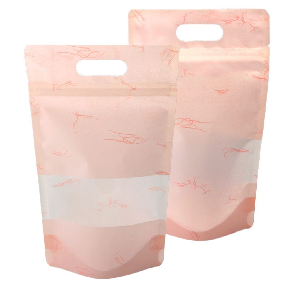 Matte Peach Pink Rice Paper Clear Window Stand Strong Bags