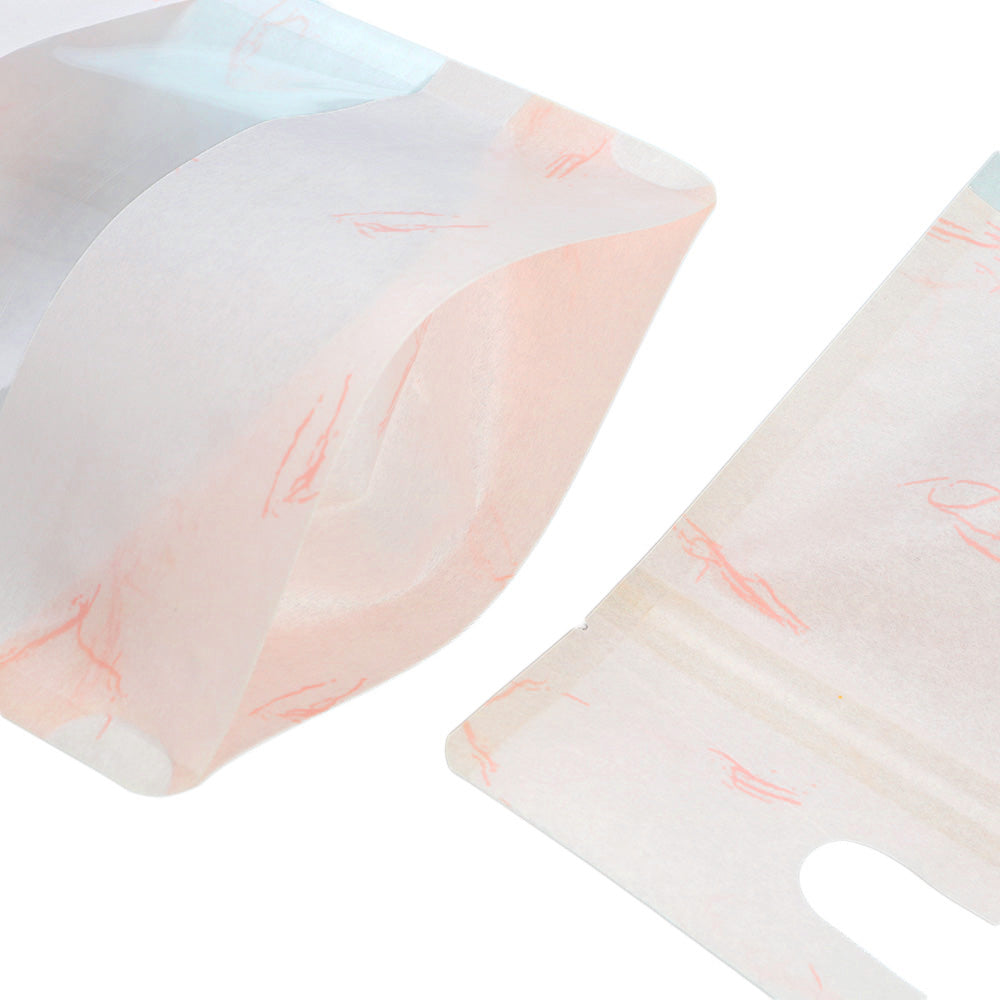 Matte Peach Pink Rice Paper Clear Window Stand Strong Bags Matte Peach Pink Rice Paper Clear Window Stand Strong Bags