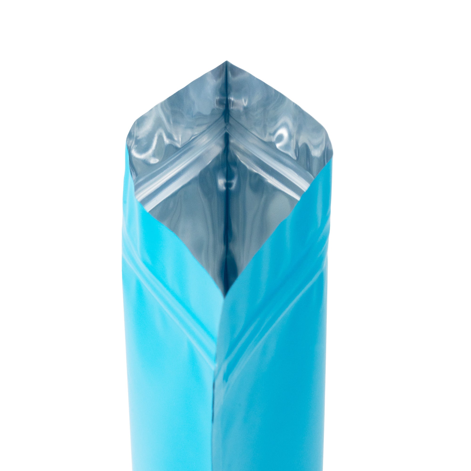 Matte Shock Blue Window Mylar Stand Strong Bags Matte Shock Blue Window Mylar Stand Strong Bags