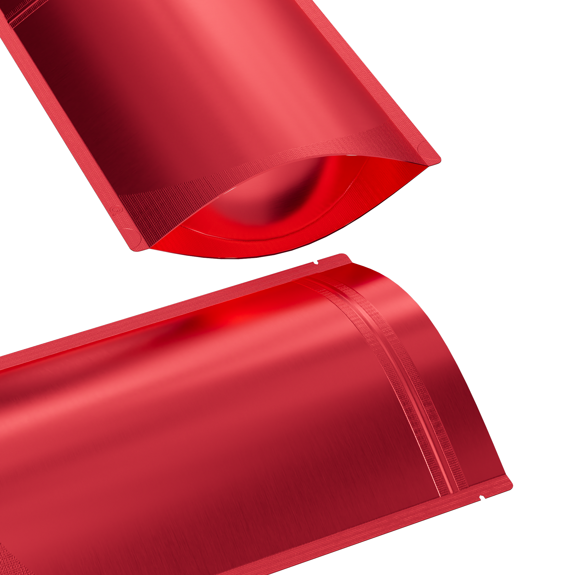 Matte Strawberry Red Mylar Stand Strong Bags with Rounded Matte Strawberry Red Mylar Stand Strong Bags with Rounded
