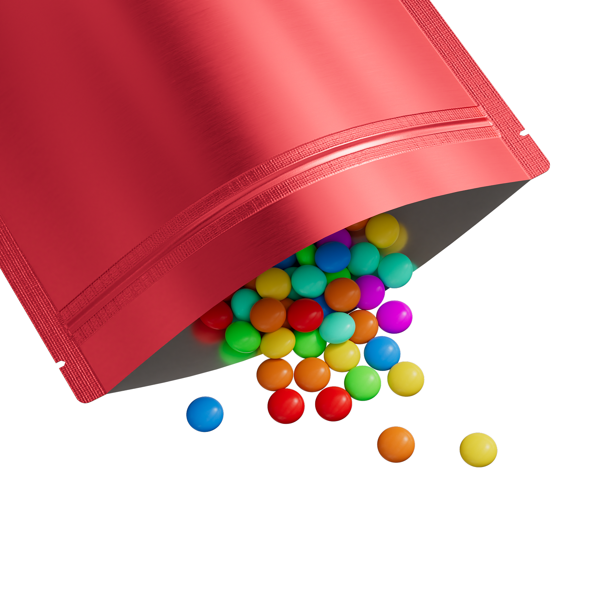 Matte Strawberry Red Mylar Stand Strong Bags with Rounded Matte Strawberry Red Mylar Stand Strong Bags with Rounded