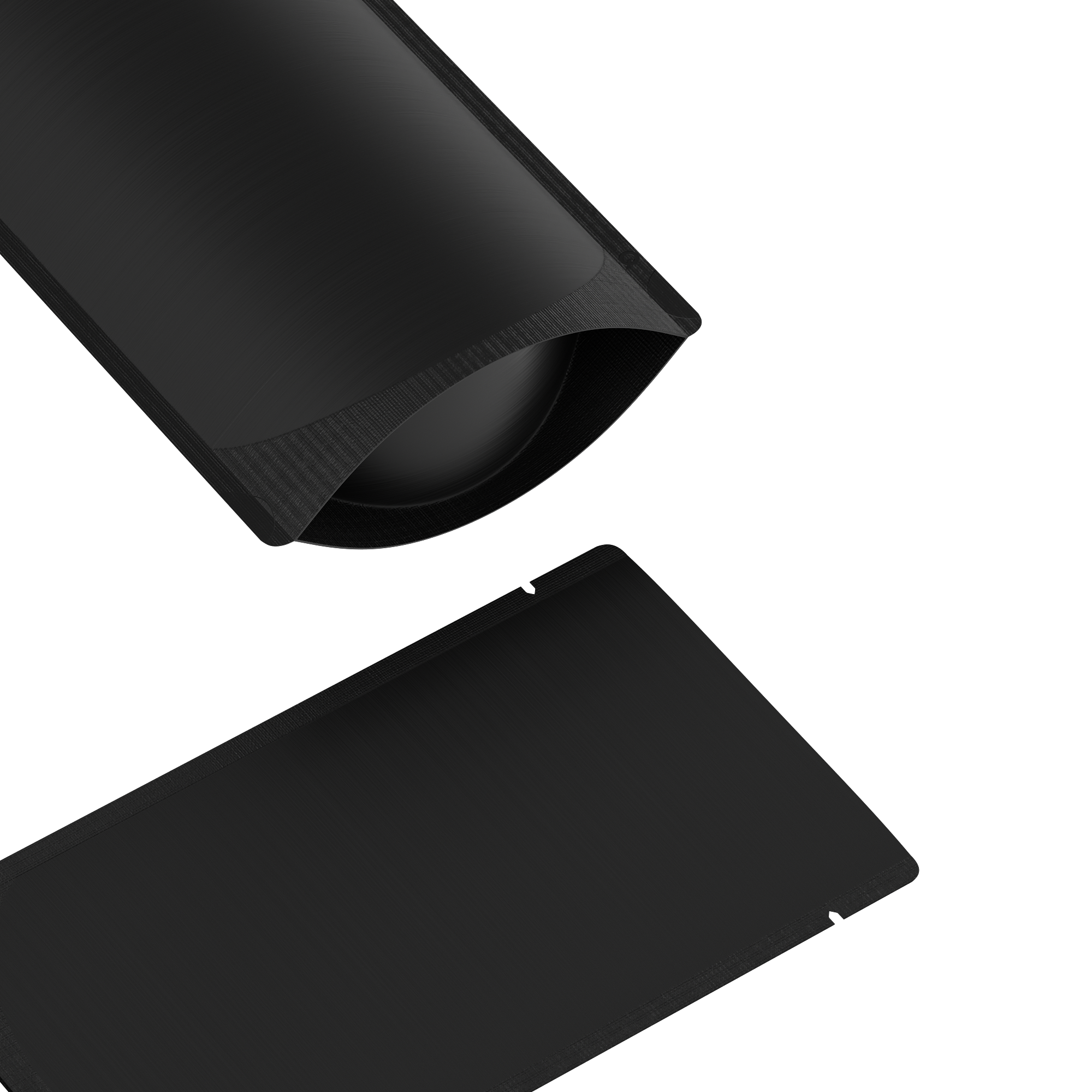 Matte Waxed Black Mylar Open Top Heat Sealable Stand-Up Bag Matte Waxed Black Mylar Open Top Heat Sealable Stand-Up Bag