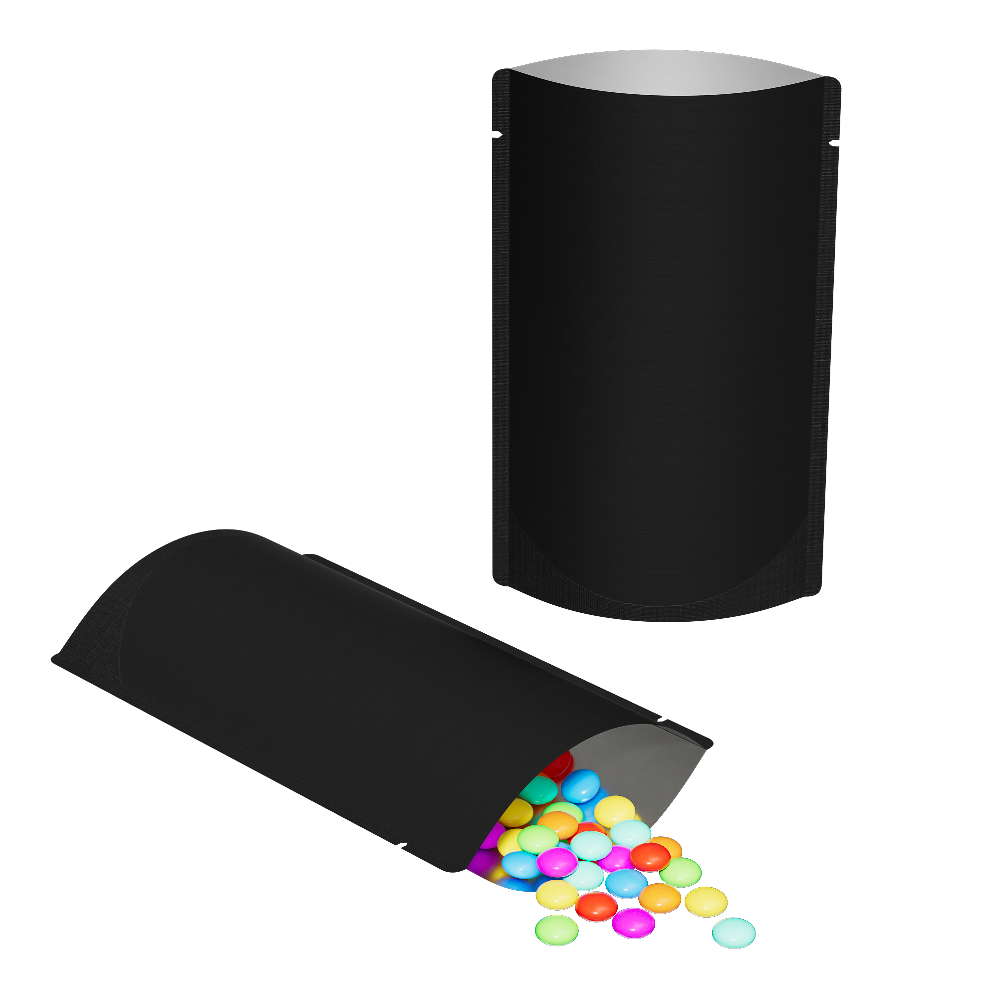 Matte Waxed Black Mylar Open Top Heat Sealable Stand-Up Bag Matte Waxed Black Mylar Open Top Heat Sealable Stand-Up Bag