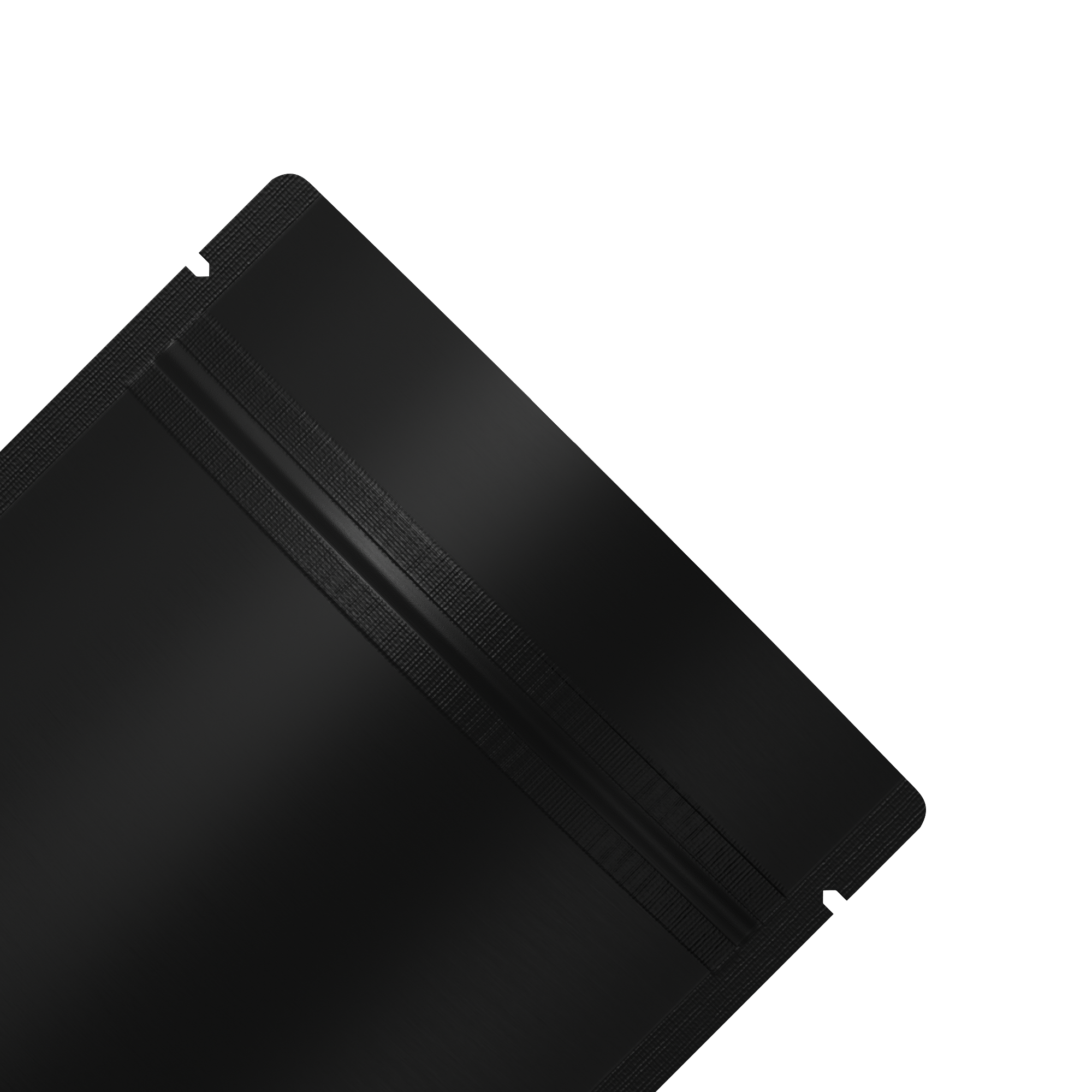 Matte Waxed Black Mylar Stand Strong Bags with Rounded Matte Waxed Black Mylar Stand Strong Bags with Rounded