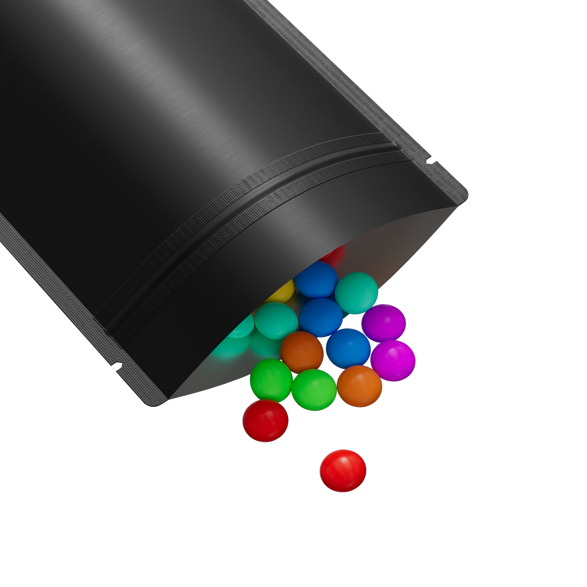 Matte Waxed Black Mylar Stand Strong Bags with Rounded Matte Waxed Black Mylar Stand Strong Bags with Rounded