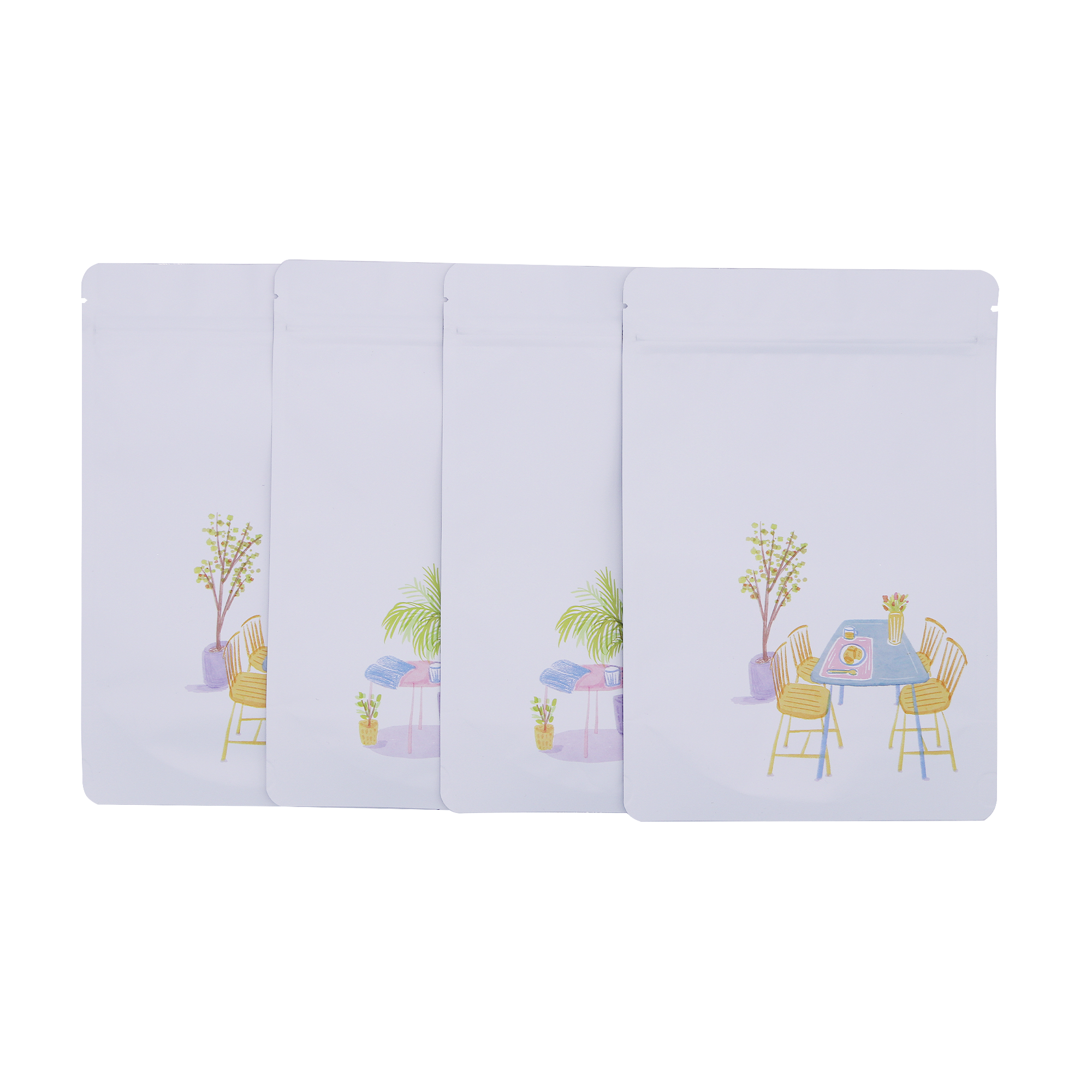 Matte White Relaxation Painting Mylar Stand Strong Bags