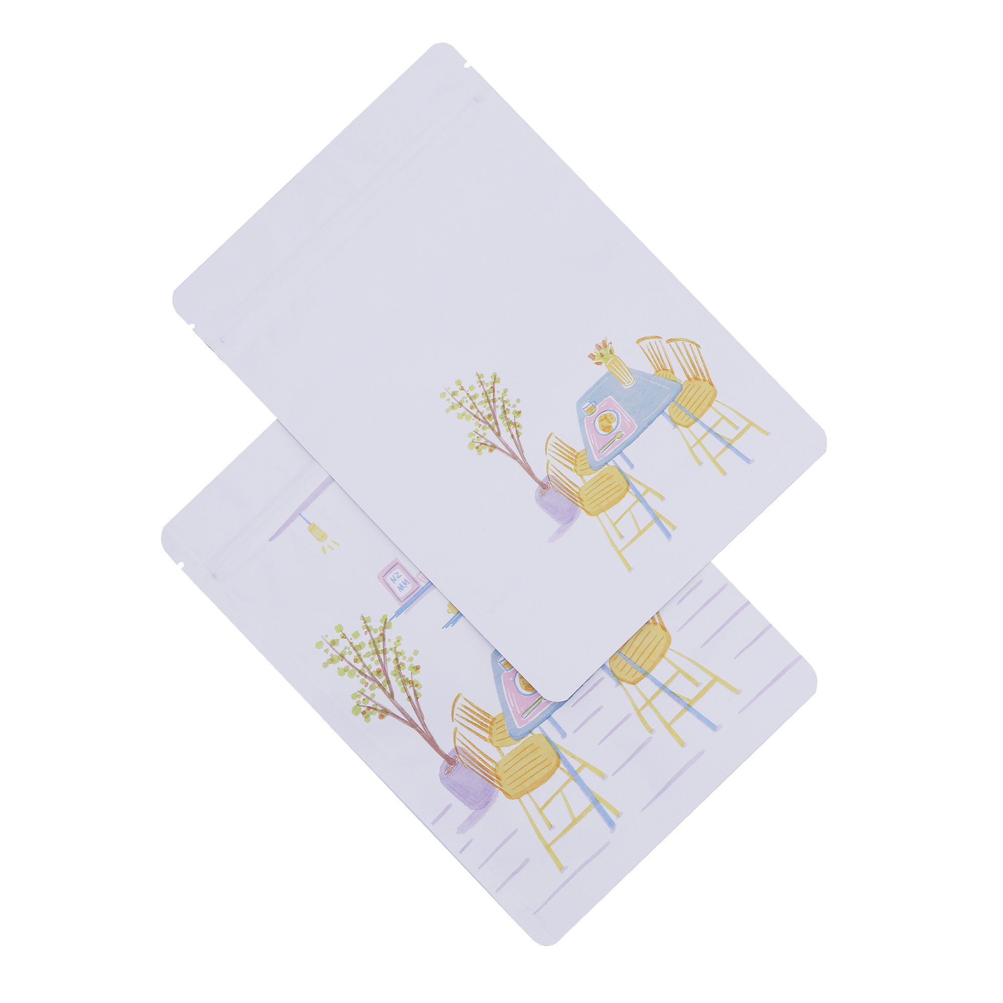 Matte White Relaxation Painting Mylar Stand Strong Bags Matte White Relaxation Painting Mylar Stand Strong Bags