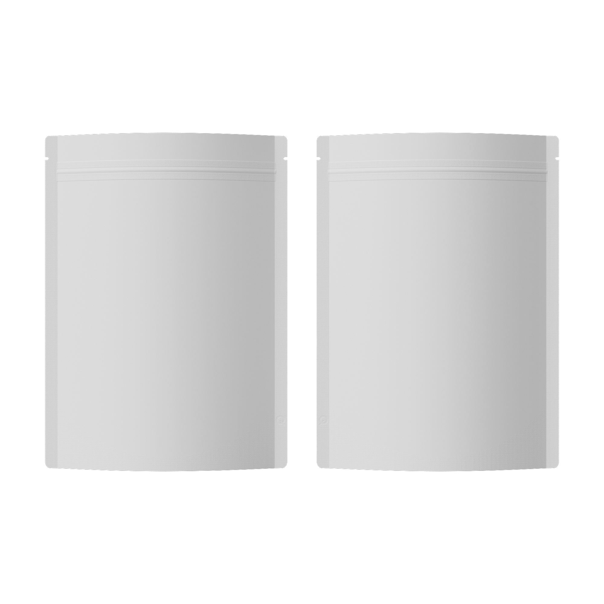Matte Winter White Mylar Stand Strong Bags with Rounded Matte Winter White Mylar Stand Strong Bags with Rounded