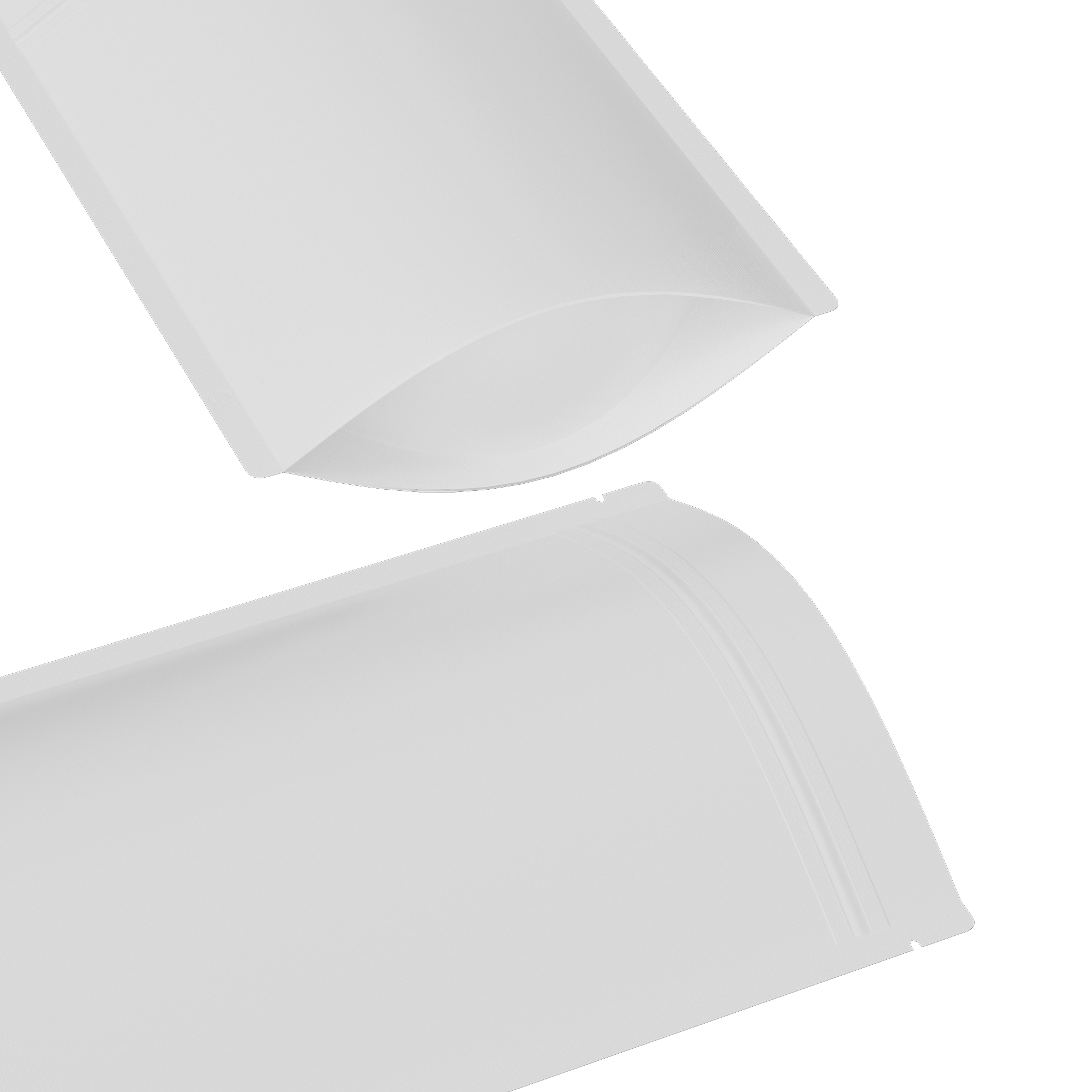 Matte Winter White Mylar Stand Strong Bags with Rounded Matte Winter White Mylar Stand Strong Bags with Rounded