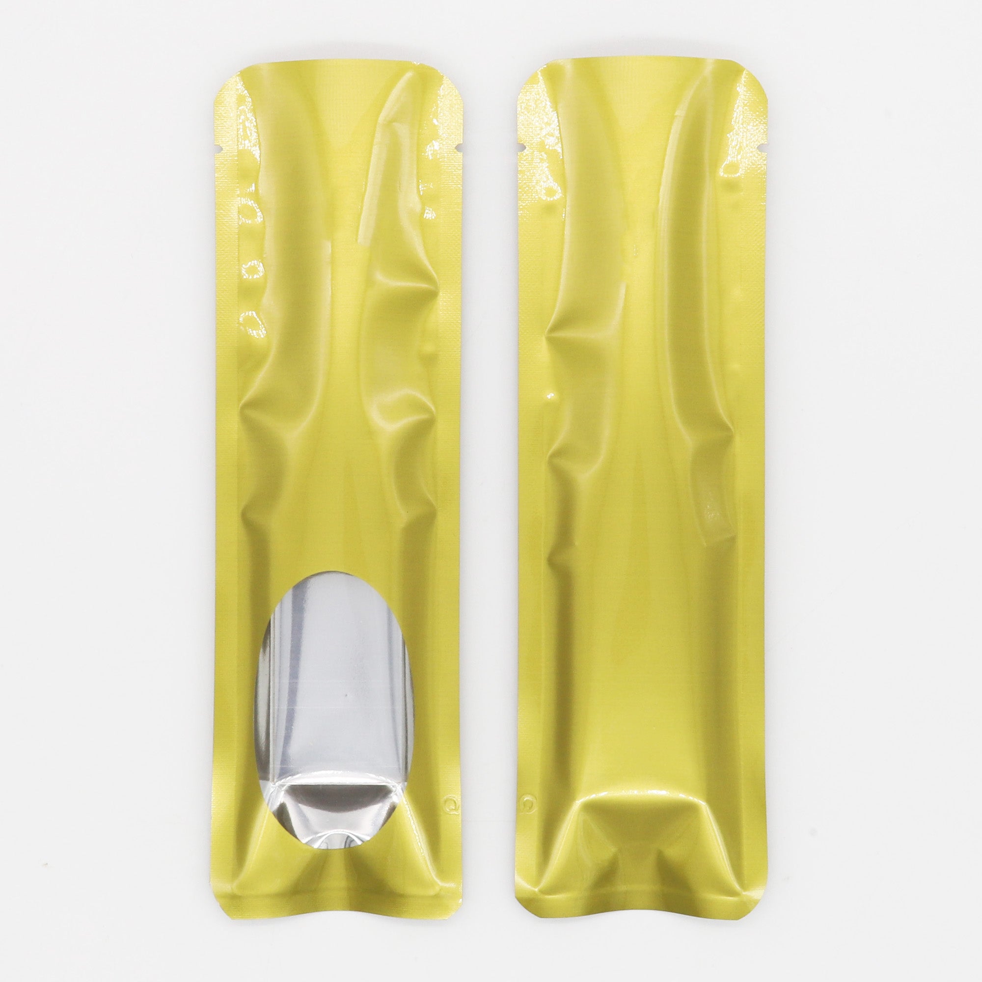 Metallic Metallized Stick Bags - Round Corners & Oval Window Metallic Metallized Stick Bags - Round Corners & Oval Window