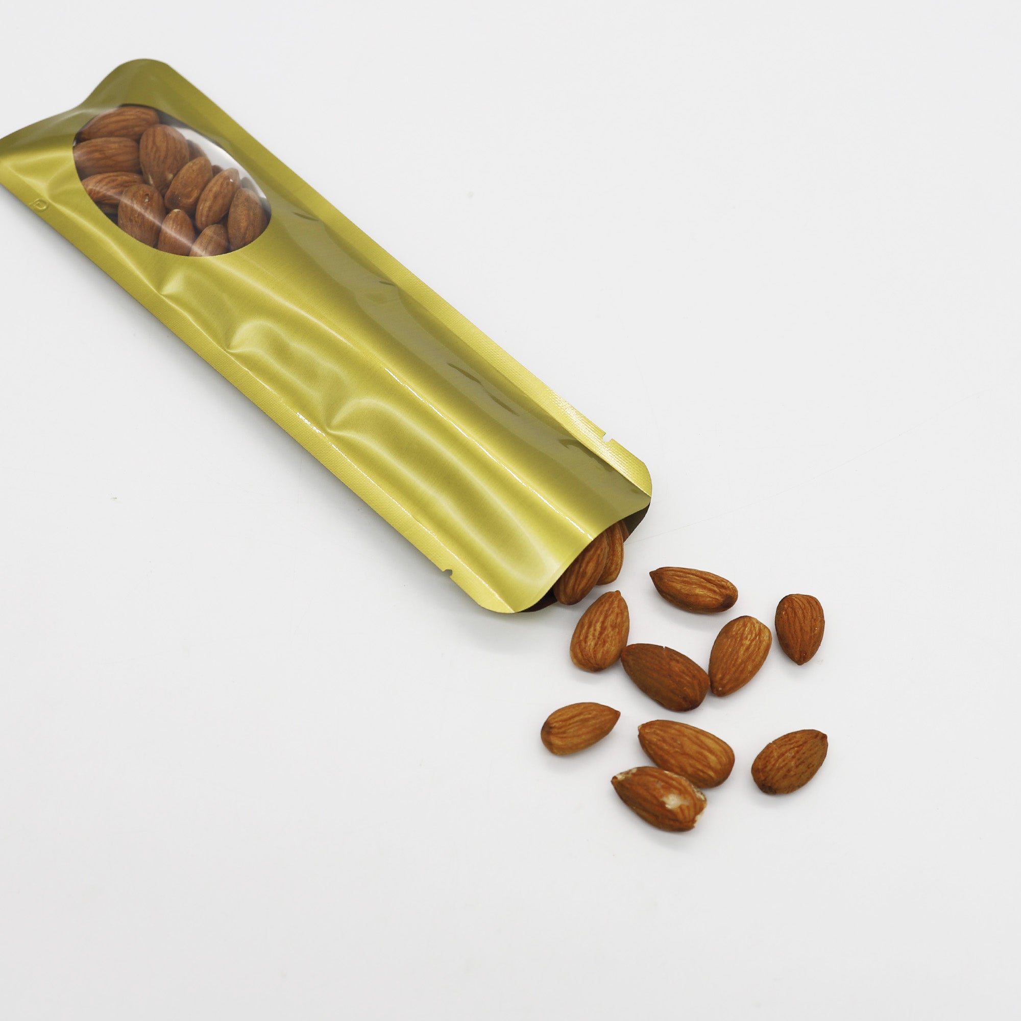 Metallic Metallized Stick Bags - Round Corners & Oval Window Metallic Metallized Stick Bags - Round Corners & Oval Window