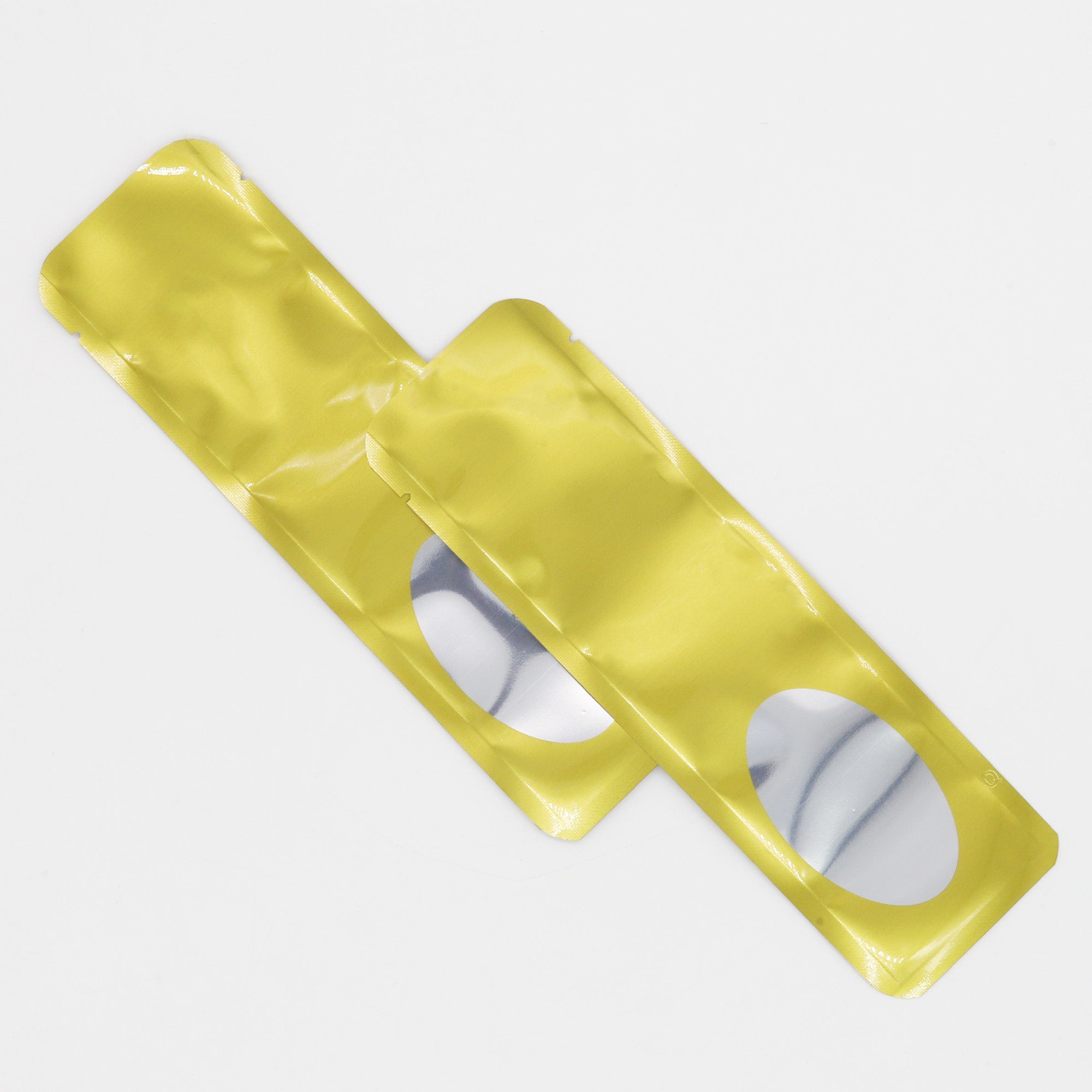 Metallic Metallized Stick Bags - Round Corners & Oval Window Metallic Metallized Stick Bags - Round Corners & Oval Window