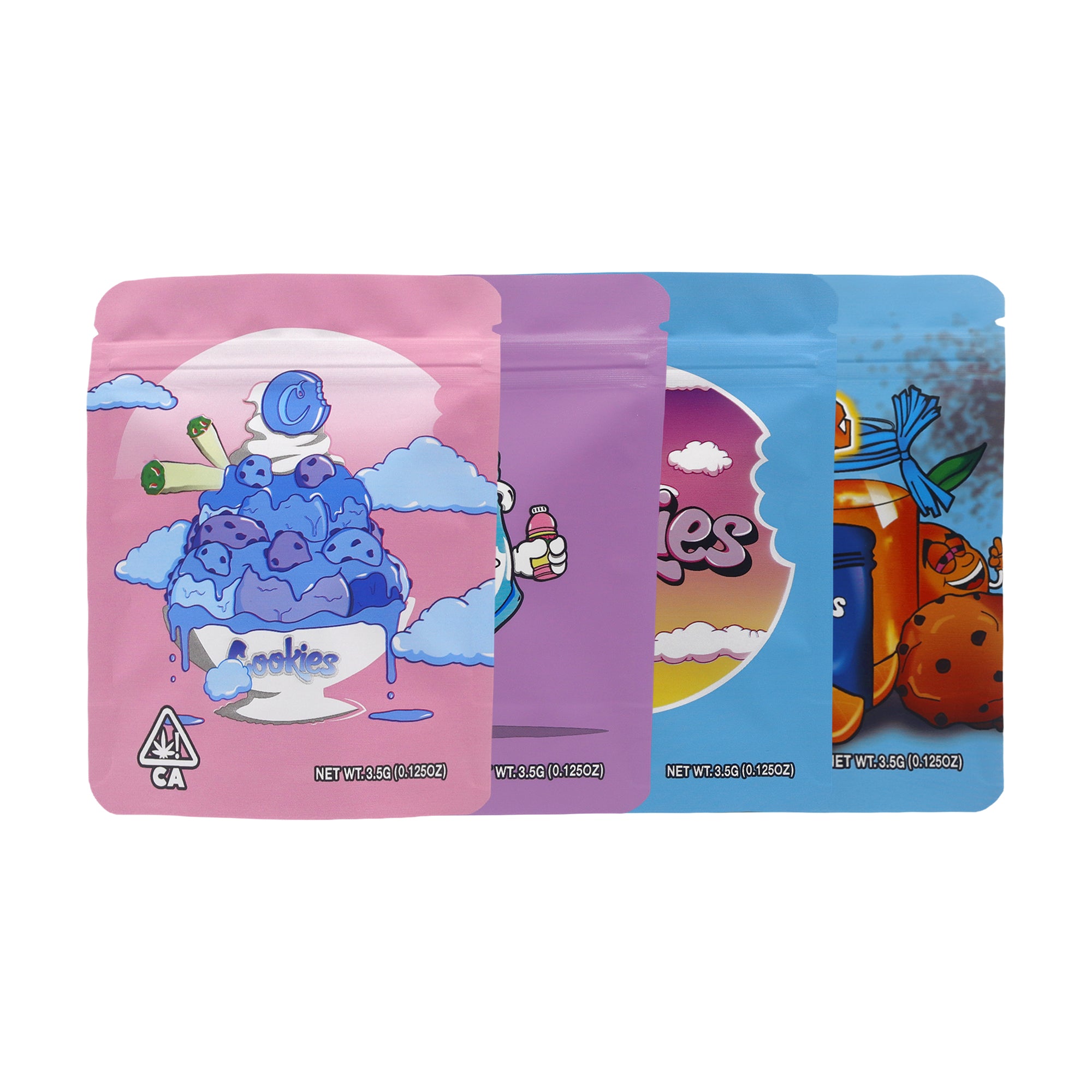 Mixed Four Dessert Theme Smell Proof Metallic Foil Stand Mixed Four Dessert Theme Smell Proof Metallic Foil Stand
