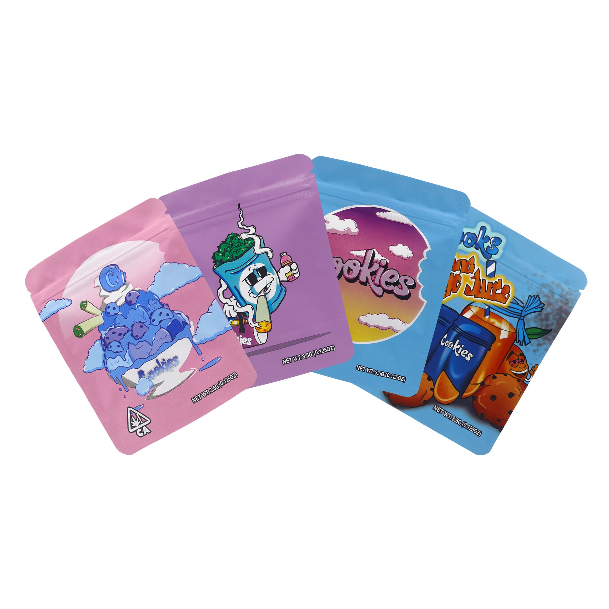 Mixed Four Dessert Theme Smell Proof Metallic Foil Stand Mixed Four Dessert Theme Smell Proof Metallic Foil Stand