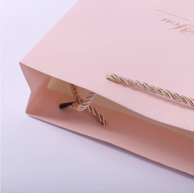 Recyclable Pink Paper Bag With Logo Custom White Shopping Recyclable Pink Paper Bag With Logo Custom White Shopping