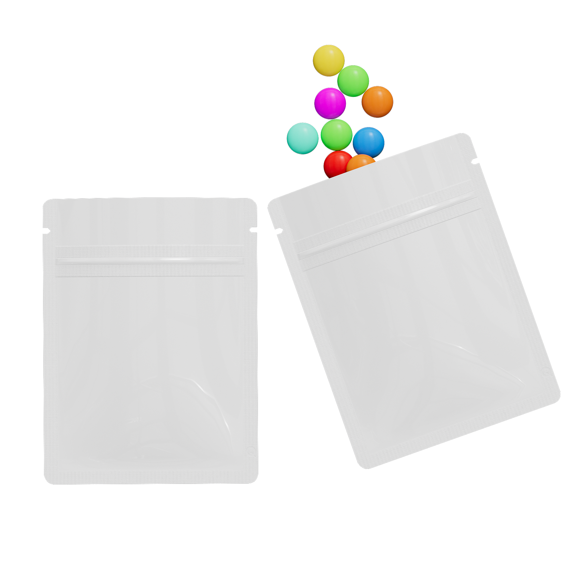Reusable Flat Zipper Seal Bags – Glossy Milky White Metallic Reusable Flat Zipper Seal Bags – Glossy Milky White Metallic