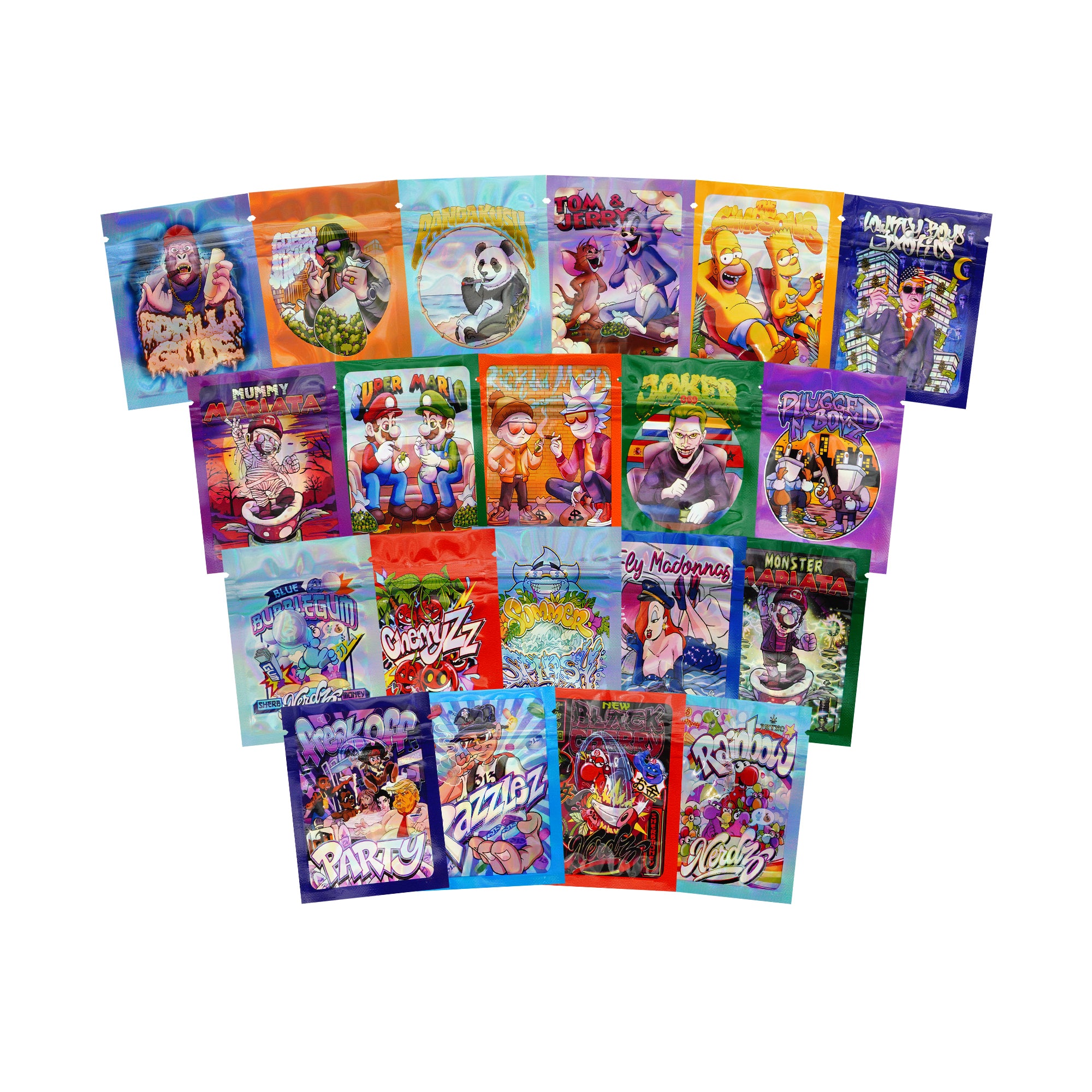 Reusable Flat Zipper Seal Bags – Holographic Assorted Design