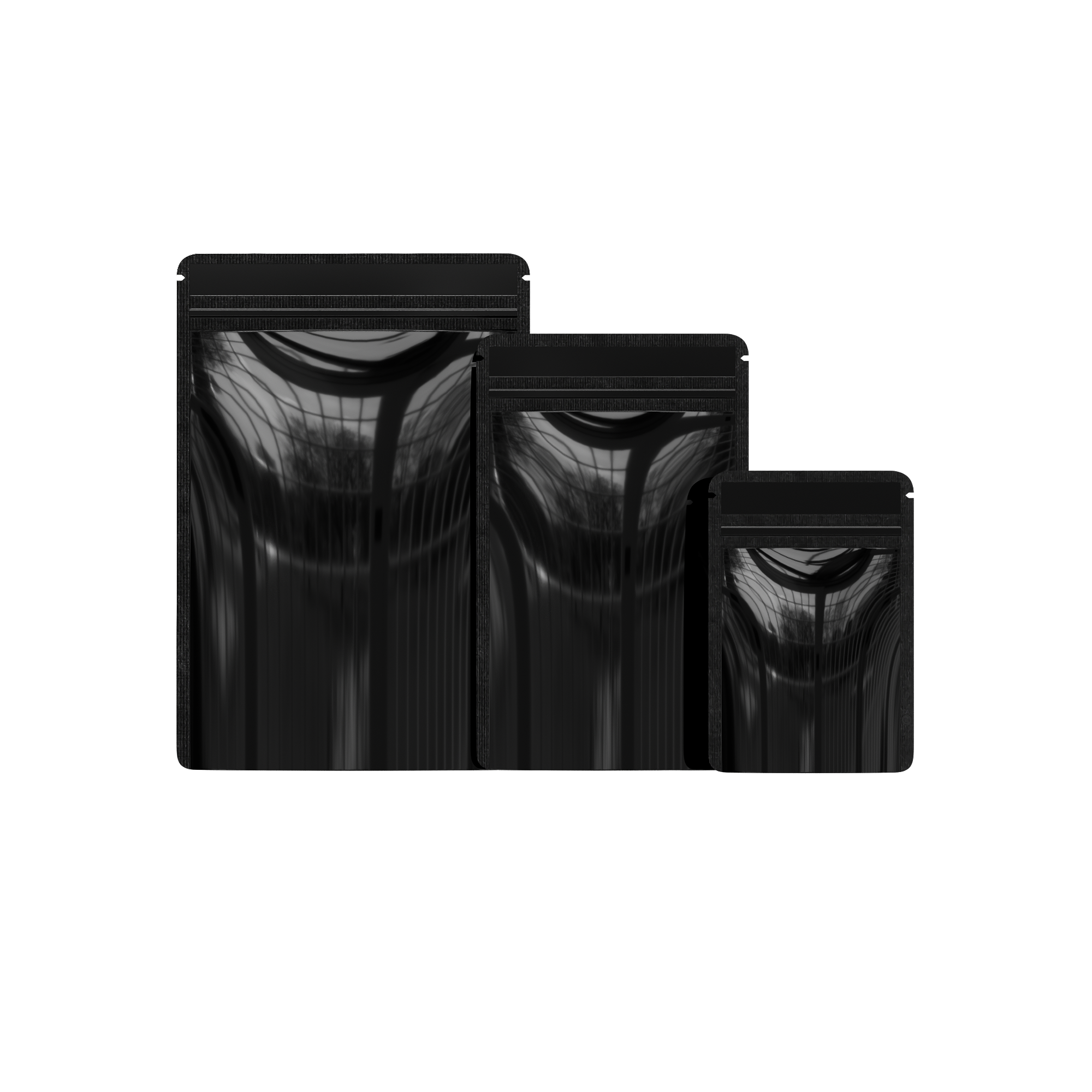 Reusable Flat Zipper Seal Bags – Mirror Black Mylar Open