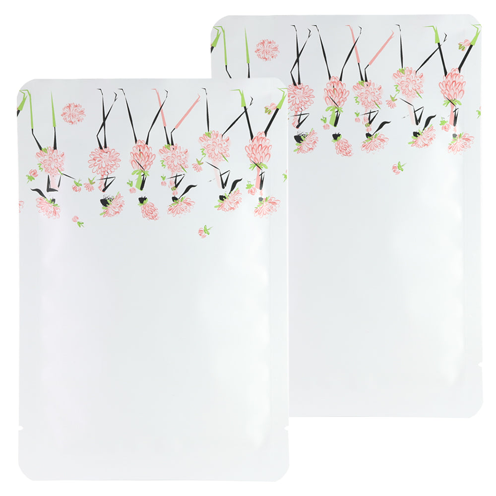 Rosey White Matte Flower Girl Design Open Bottom Bags Rosey White Matte Flower Girl Design Open Bottom Bags