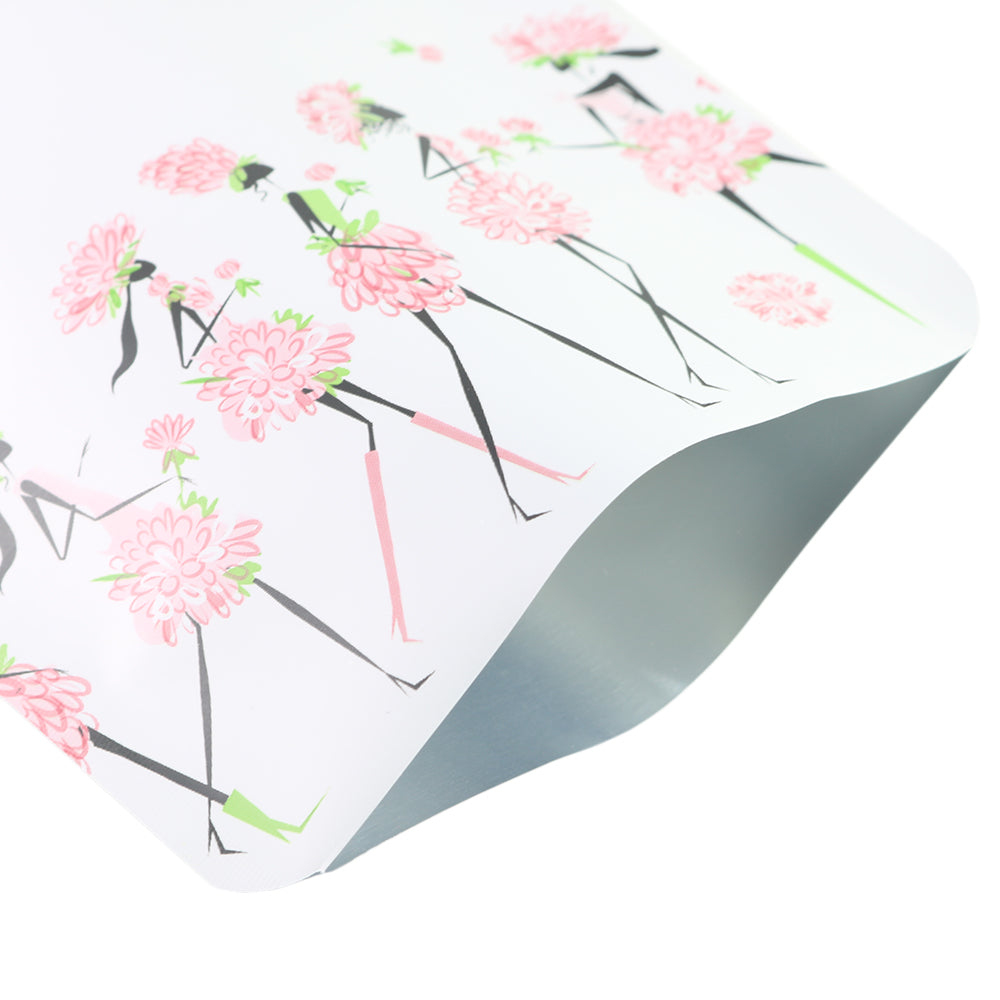 Rosey White Matte Flower Girl Design Open Bottom Bags Rosey White Matte Flower Girl Design Open Bottom Bags
