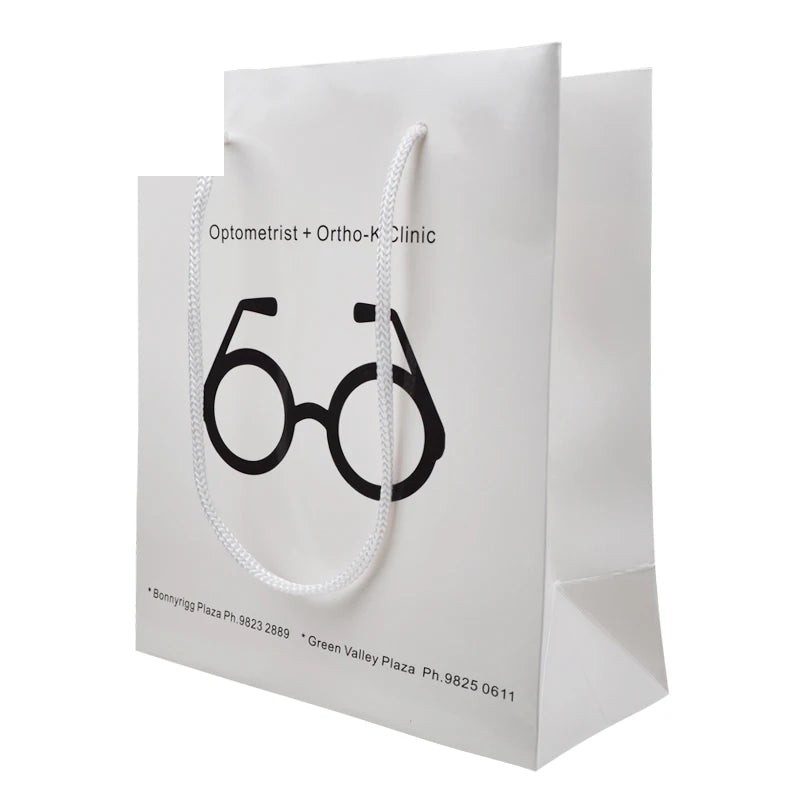 Customized Logo Gift Bags Glasses Glossy White Offset