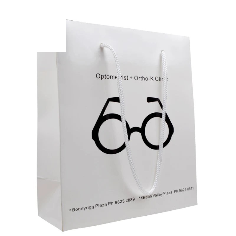 Customized Logo Gift Bags Glasses Glossy White Offset Customized Logo Gift Bags Glasses Glossy White Offset