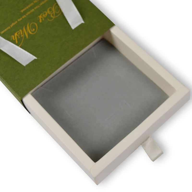 Customized Logo Jewelry Box Packaging Box Matte Green Drawer Customized Logo Jewelry Box Packaging Box Matte Green Drawer
