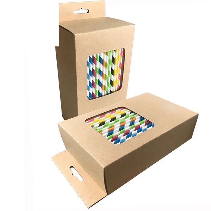 Durable Straw Packaging Kraft Paper Hanger Box Durable Straw Packaging Kraft Paper Hanger Box