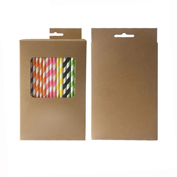 Durable Straw Packaging Kraft Paper Hanger Box