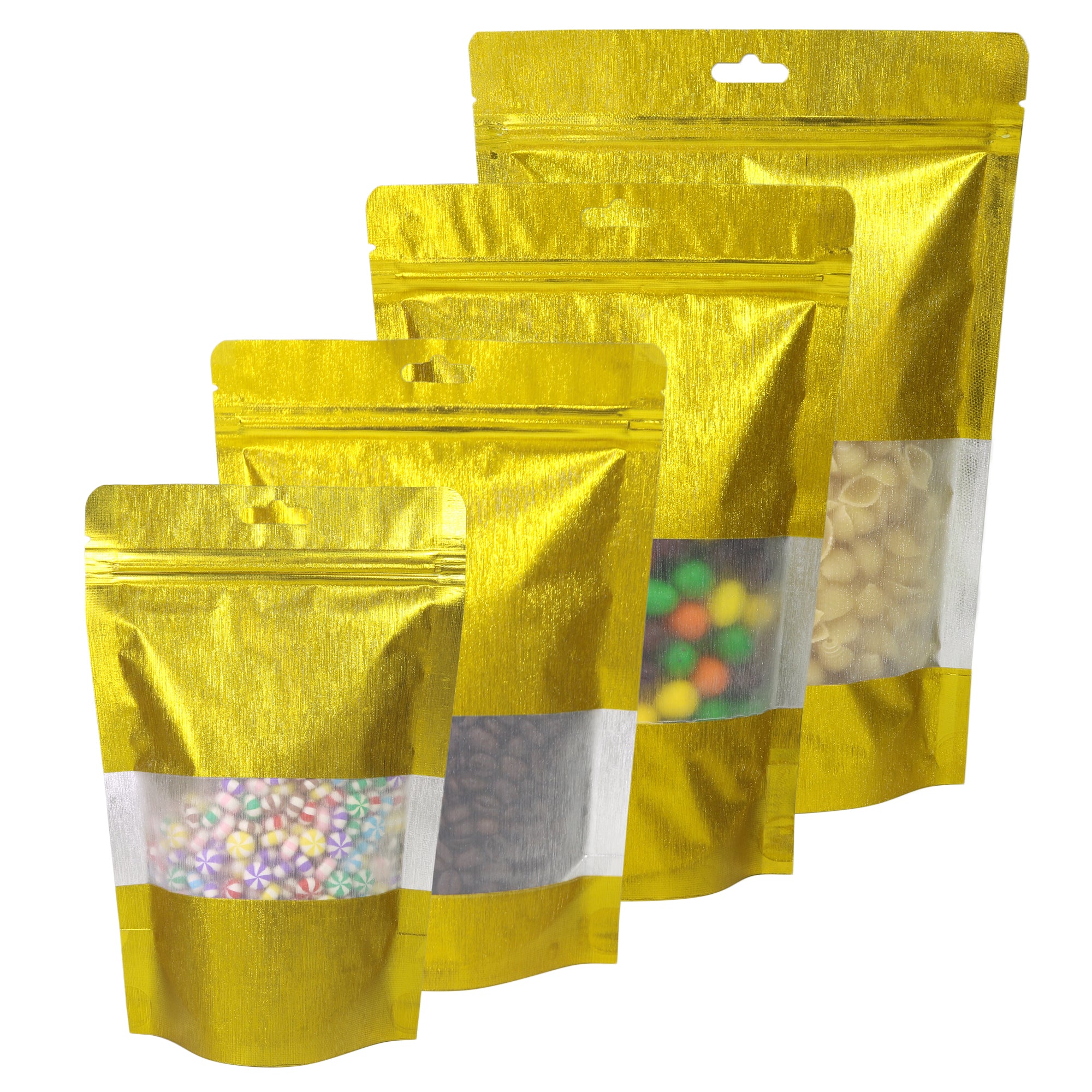 Shimmery Textured Gold Metallized Foil Stand Strong Bags