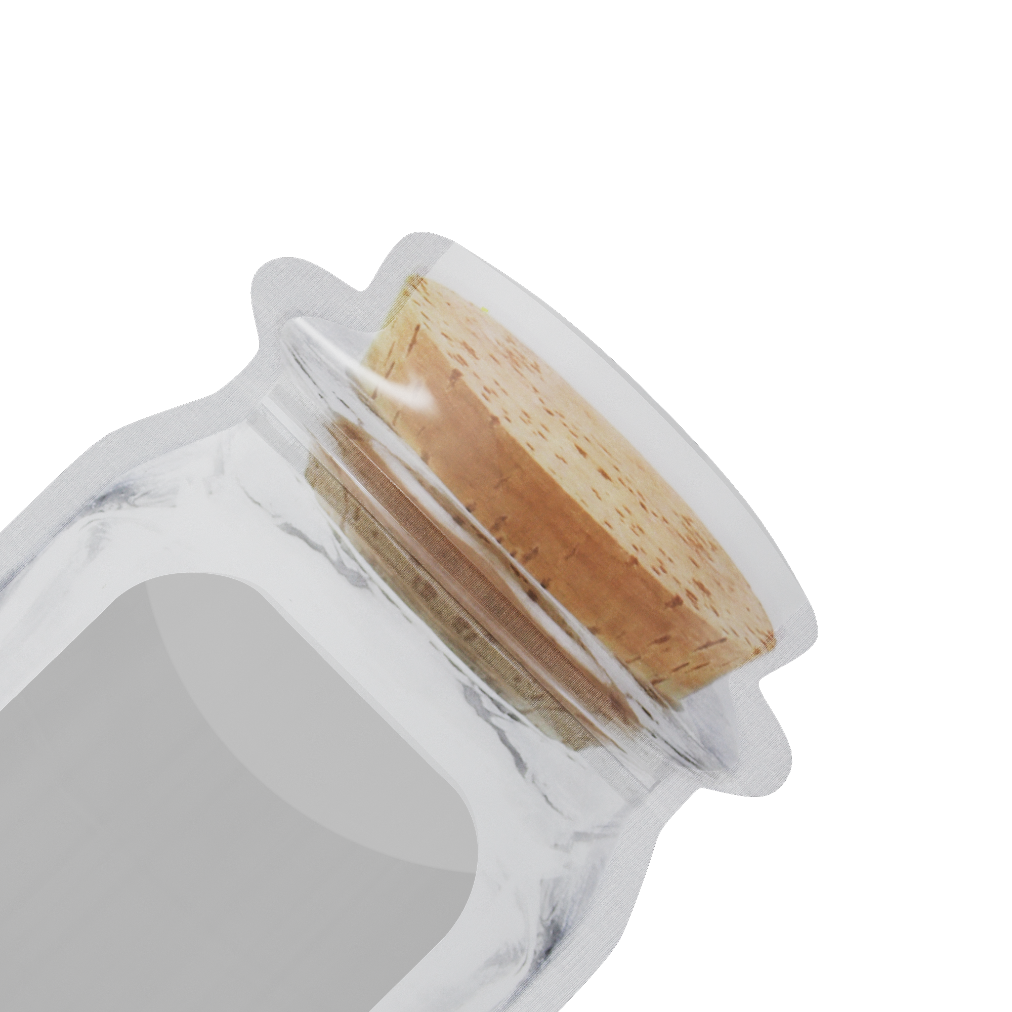 White Jade Translucent Glass Bottle Shaped Corky Brown Lid White Jade Translucent Glass Bottle Shaped Corky Brown Lid