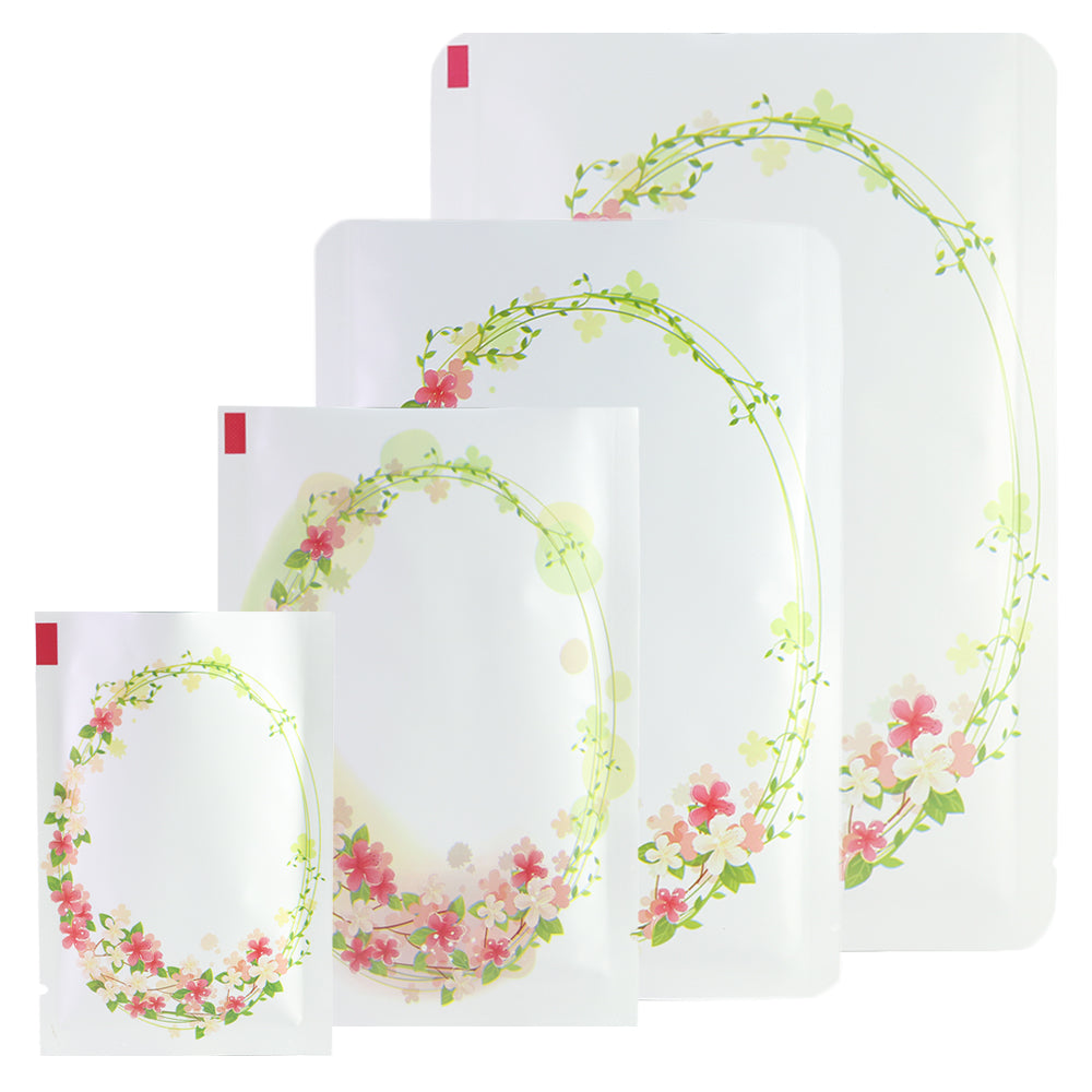 Wreath White Matte Flower Design Open Bags Wreath White Matte Flower Design Open Bags