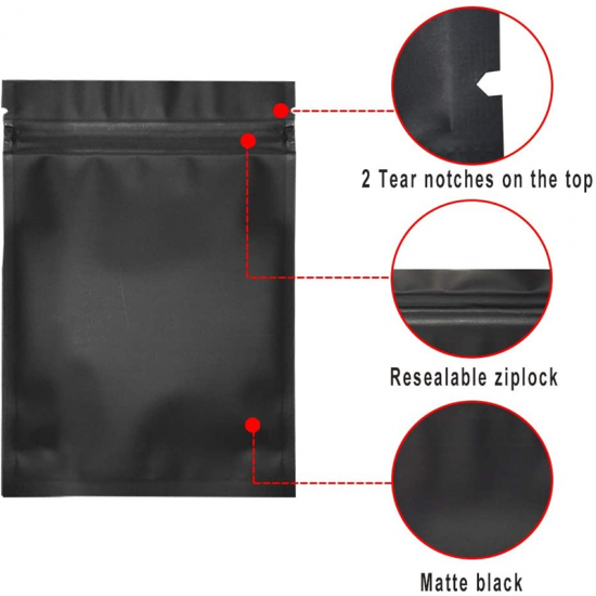 1/8oz Child Resistant Zipper Black Smell Proof Mylar Bag 1/8oz Child Resistant Zipper Black Smell Proof Mylar Bag