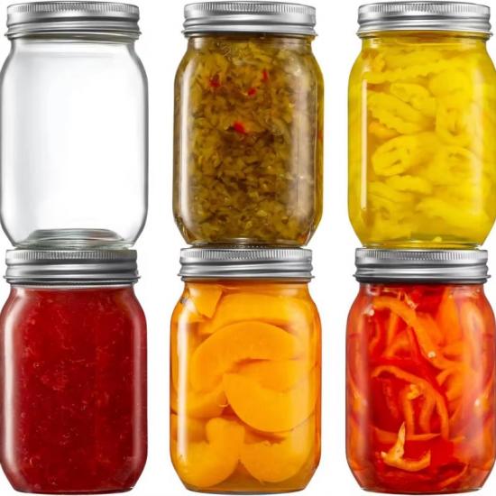 16oz 32oz Glass Mason Jar Canning with Metal Lids Jam Glass