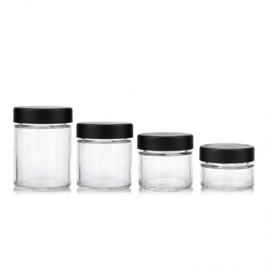 2oz Child Resistant Flat Cap Flower Glass Jar