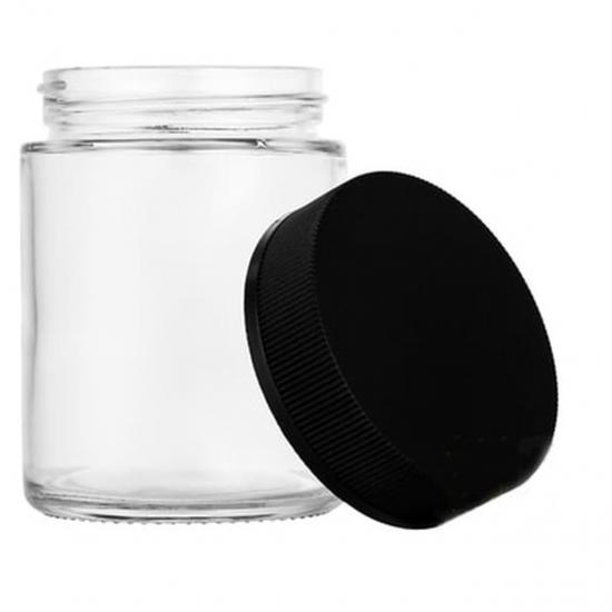 2oz Custom Glass Container Child Proof Jar Black Wide Mouth 2oz Custom Glass Container Child Proof Jar Black Wide Mouth