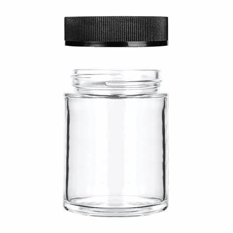 4oz Smell Proof Air Tight Face Cream CR Glass Jar Black Cap 4oz Smell Proof Air Tight Face Cream CR Glass Jar Black Cap