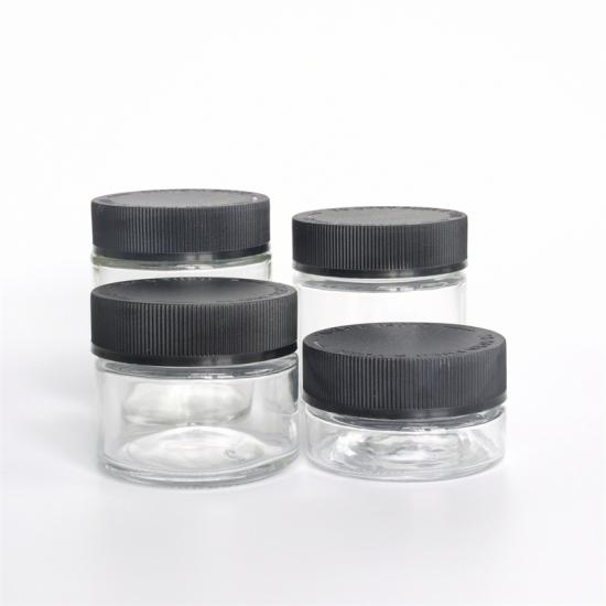 4oz Smell Proof Air Tight Face Cream CR Glass Jar Black Cap 4oz Smell Proof Air Tight Face Cream CR Glass Jar Black Cap