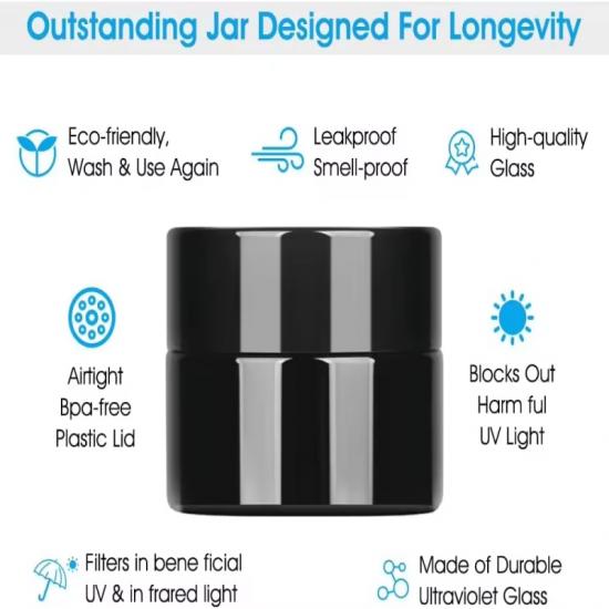 5ml Concentrate Jar Black Violet Glass Jar with Lid 5ml Concentrate Jar Black Violet Glass Jar with Lid
