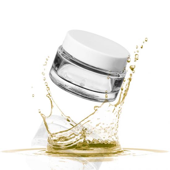 7ml low profile clear glass concentrate container with black