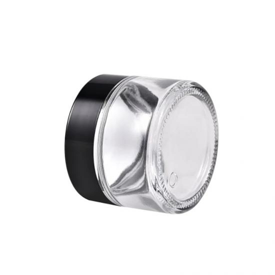 7ml low profile clear glass concentrate container with black 7ml low profile clear glass concentrate container with black